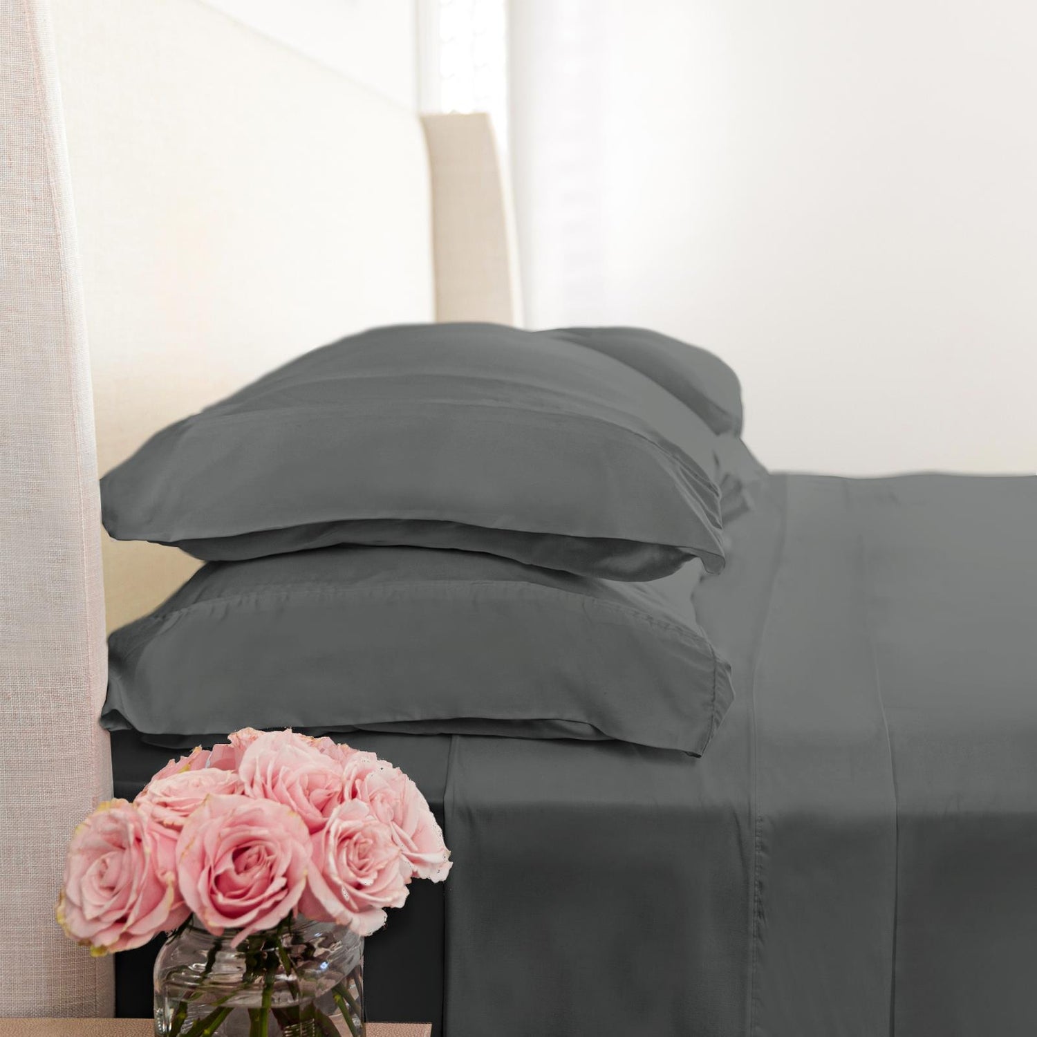 Woven Pillowcase Set in Stone