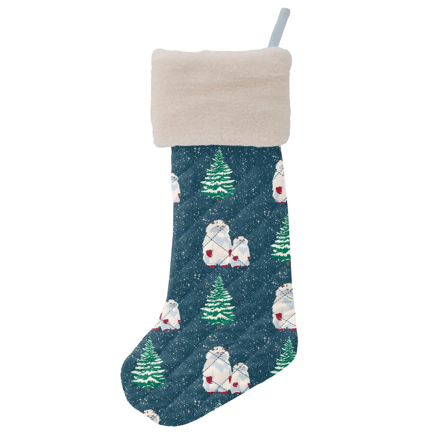 Print Quilted Stocking in Peacock Yeti/Peacock Plaid