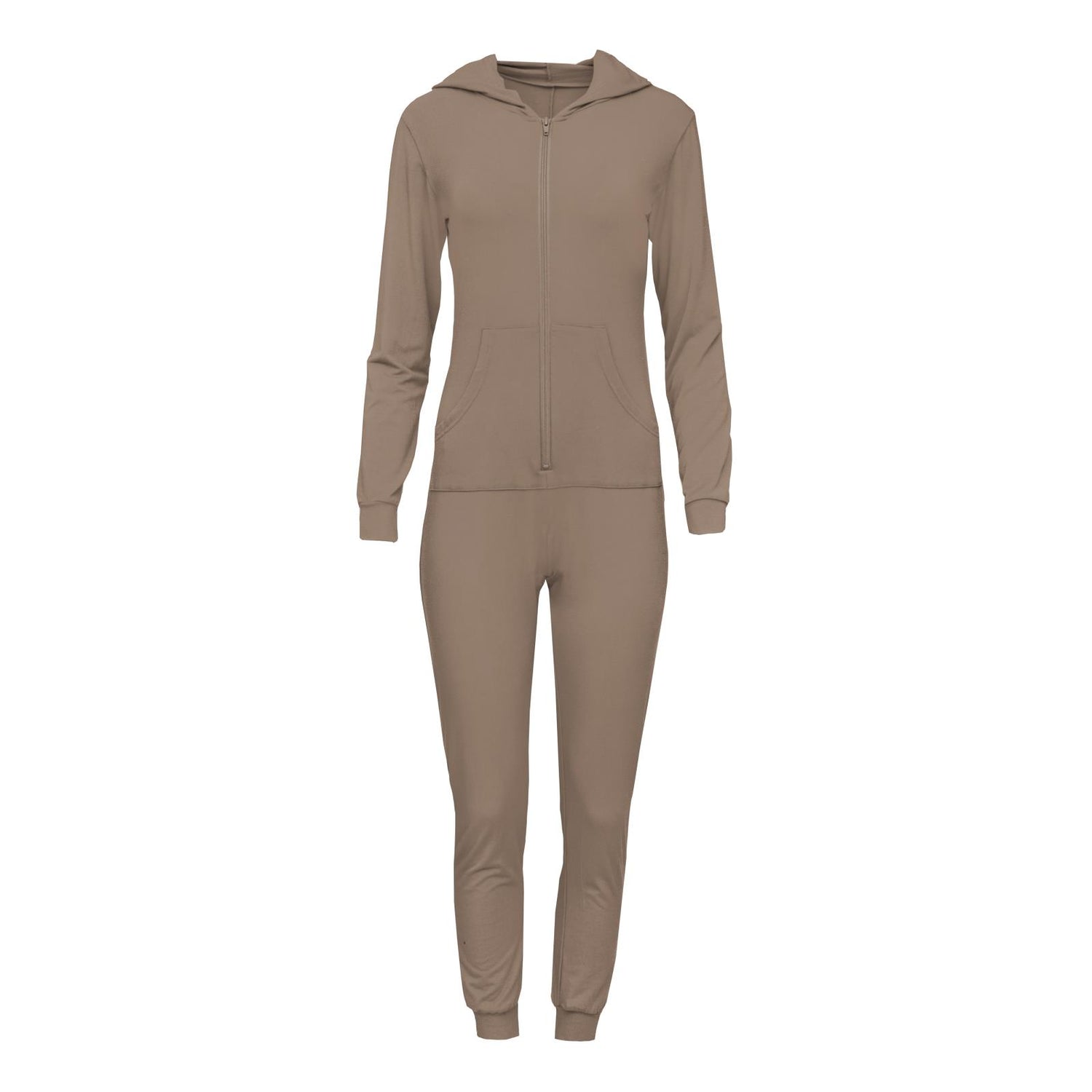 Women's Long Sleeve Jumpsuit with Hood in Portabella (334701)