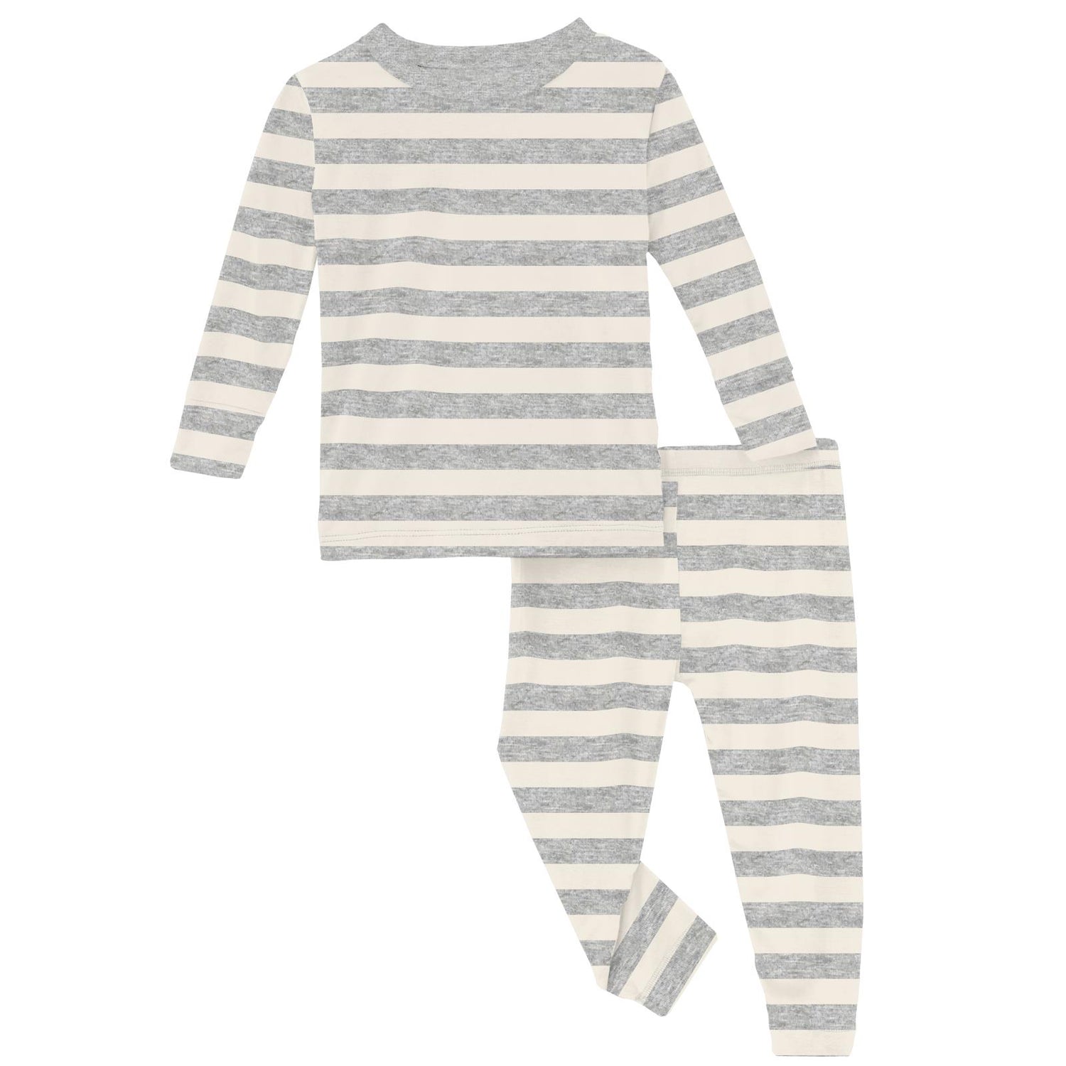 Print Long Sleeve Pajama Set in Heathered Mist Sweet Stripe (324775)