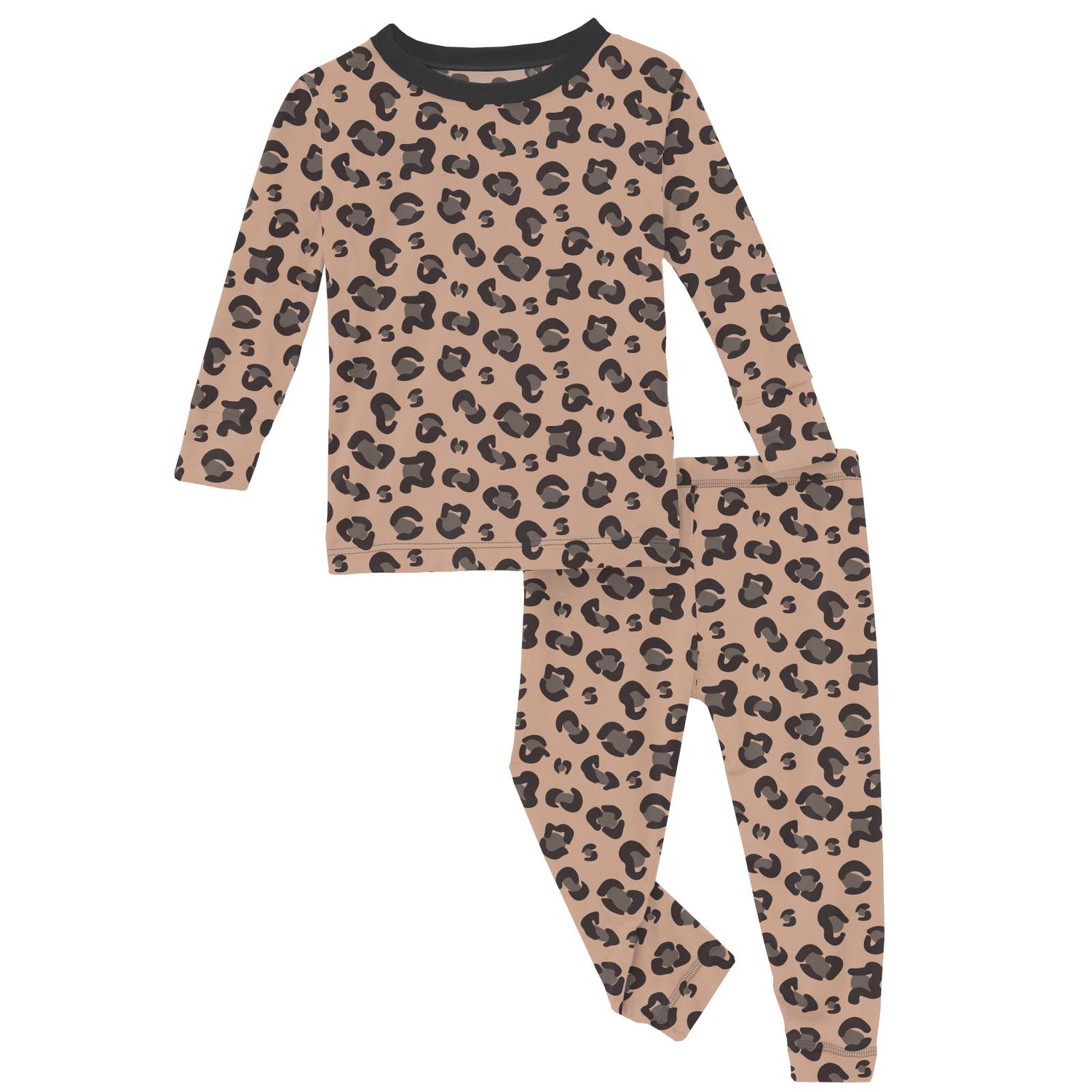 Print Long Sleeve Pajama Set in Suede Cheetah Print (324879)
