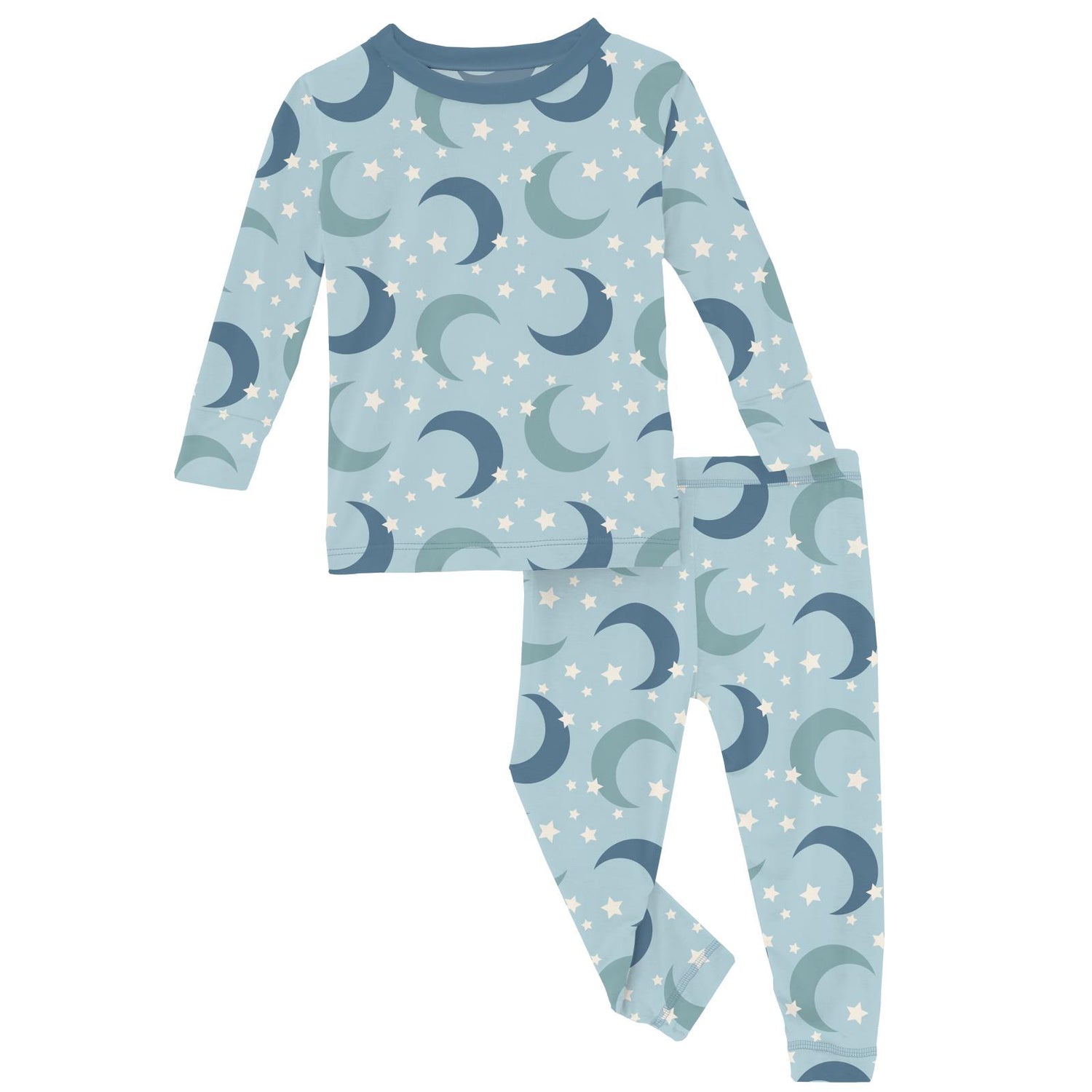 Print Long Sleeve Pajama Set in Spring Sky Moon and Stars (324893)