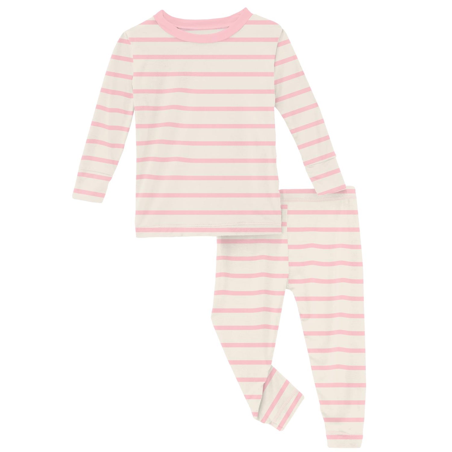 Print Long Sleeve Pajama Set in Lotus Sweet Stripe (325102)