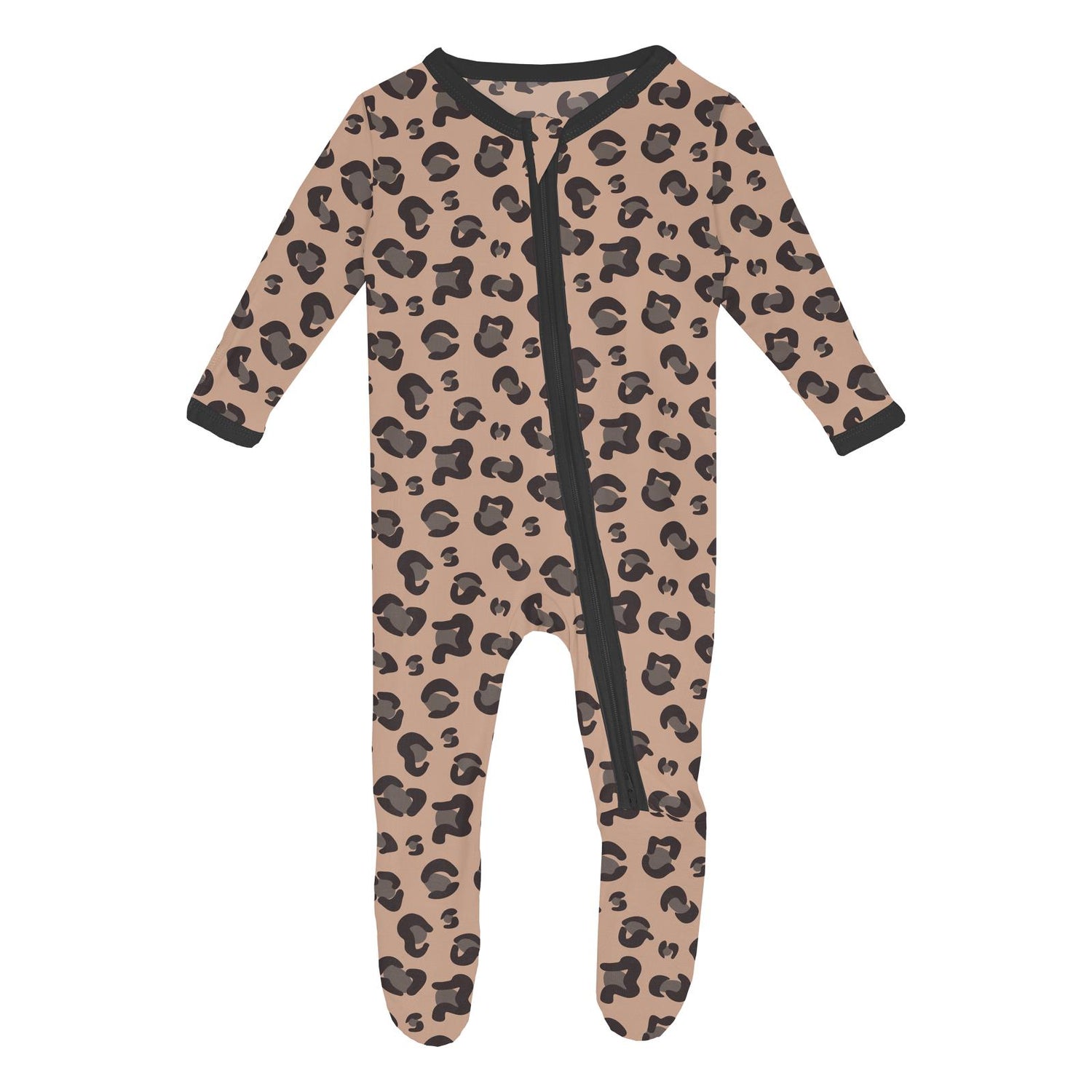 Print Footie with 2 Way Zipper in Suede Cheetah Print (325135)