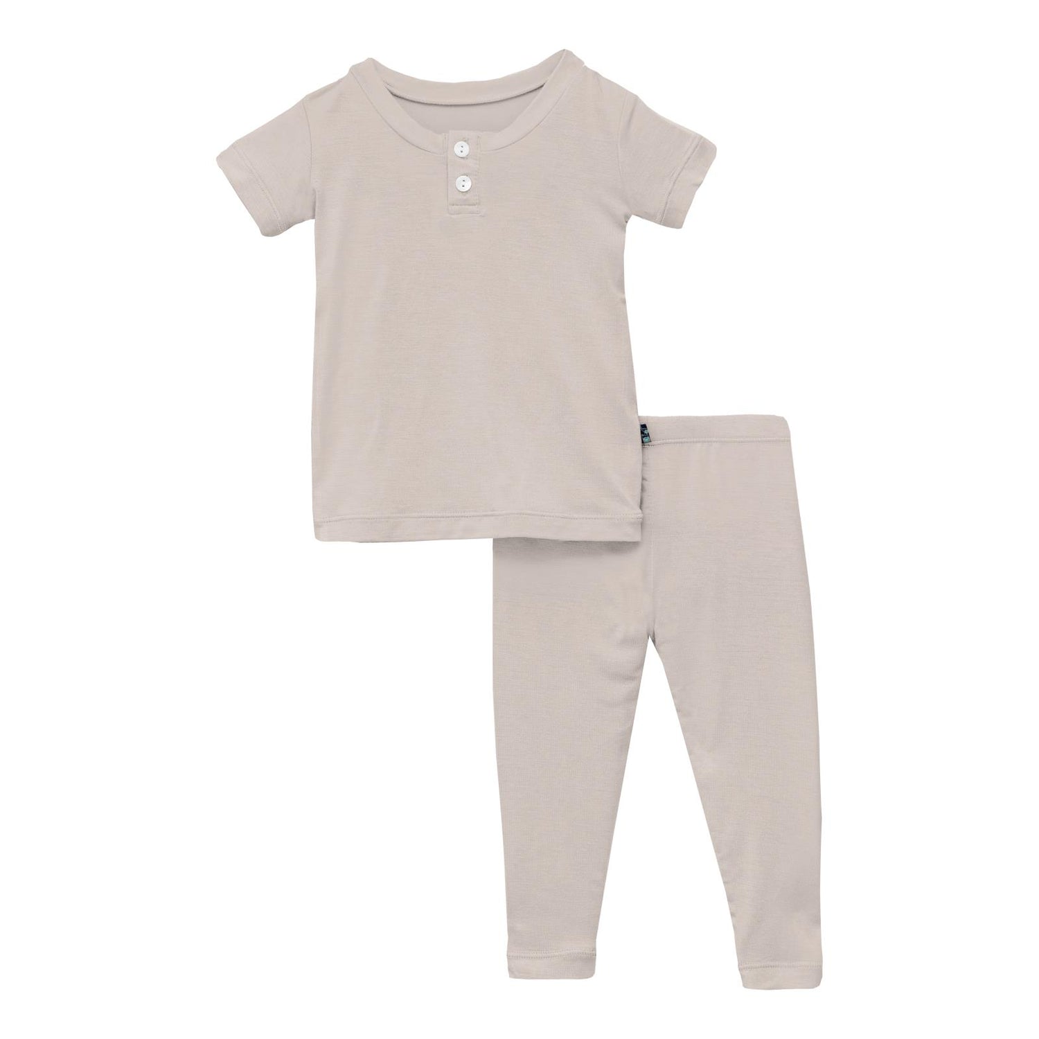 Short Sleeve Henley Pajama Set in Latte (336435)