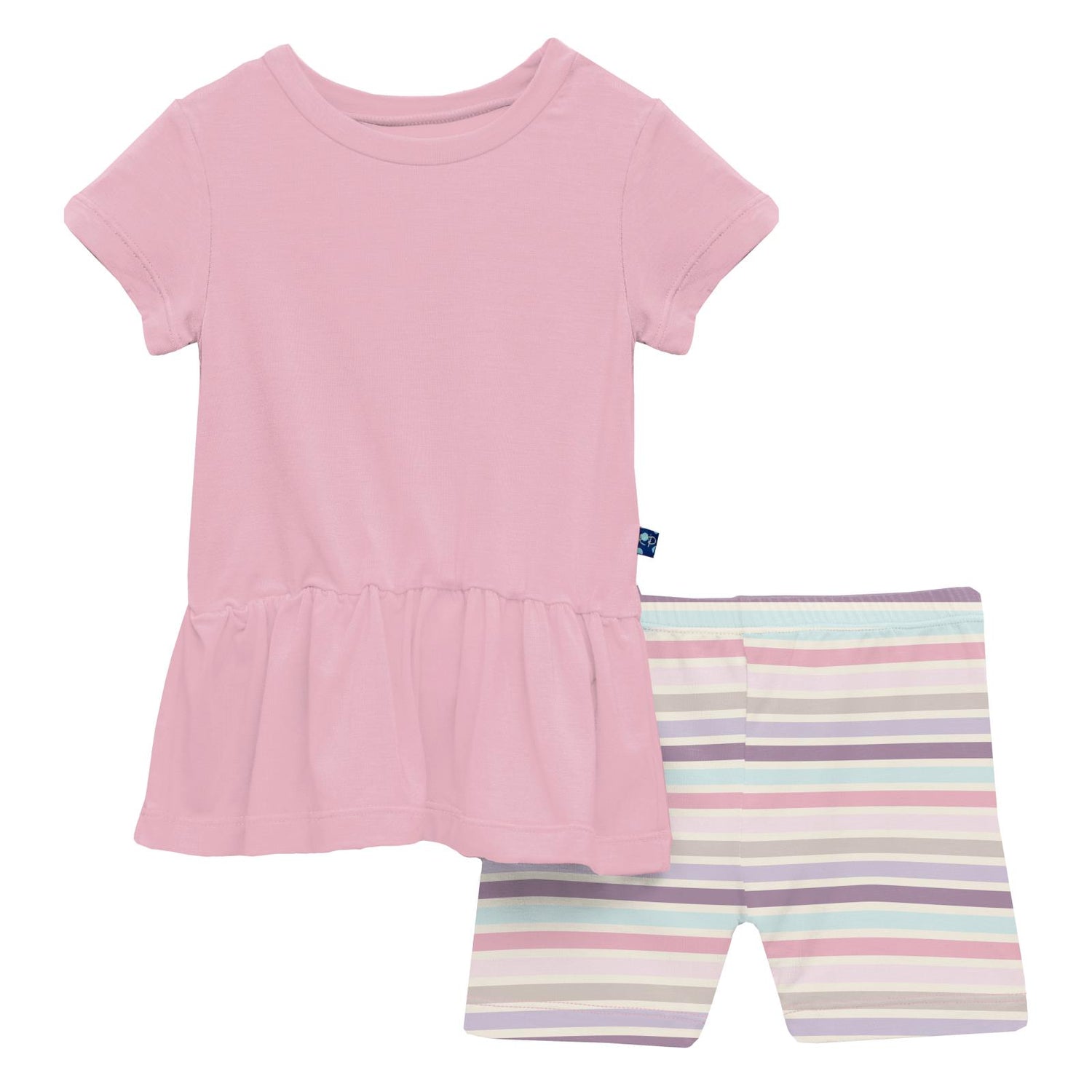 Print Short Sleeve Playtime Outfit Set in Ice Cream Stripe (336579)