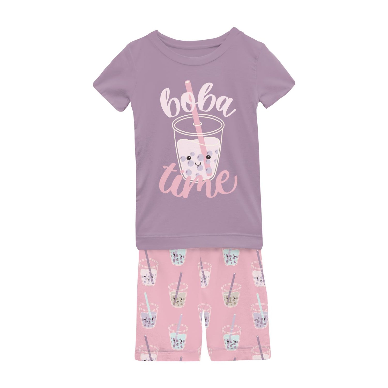 Short Sleeve Graphic Tee Pajama Set with Shorts in Cake Pop Boba (336589)