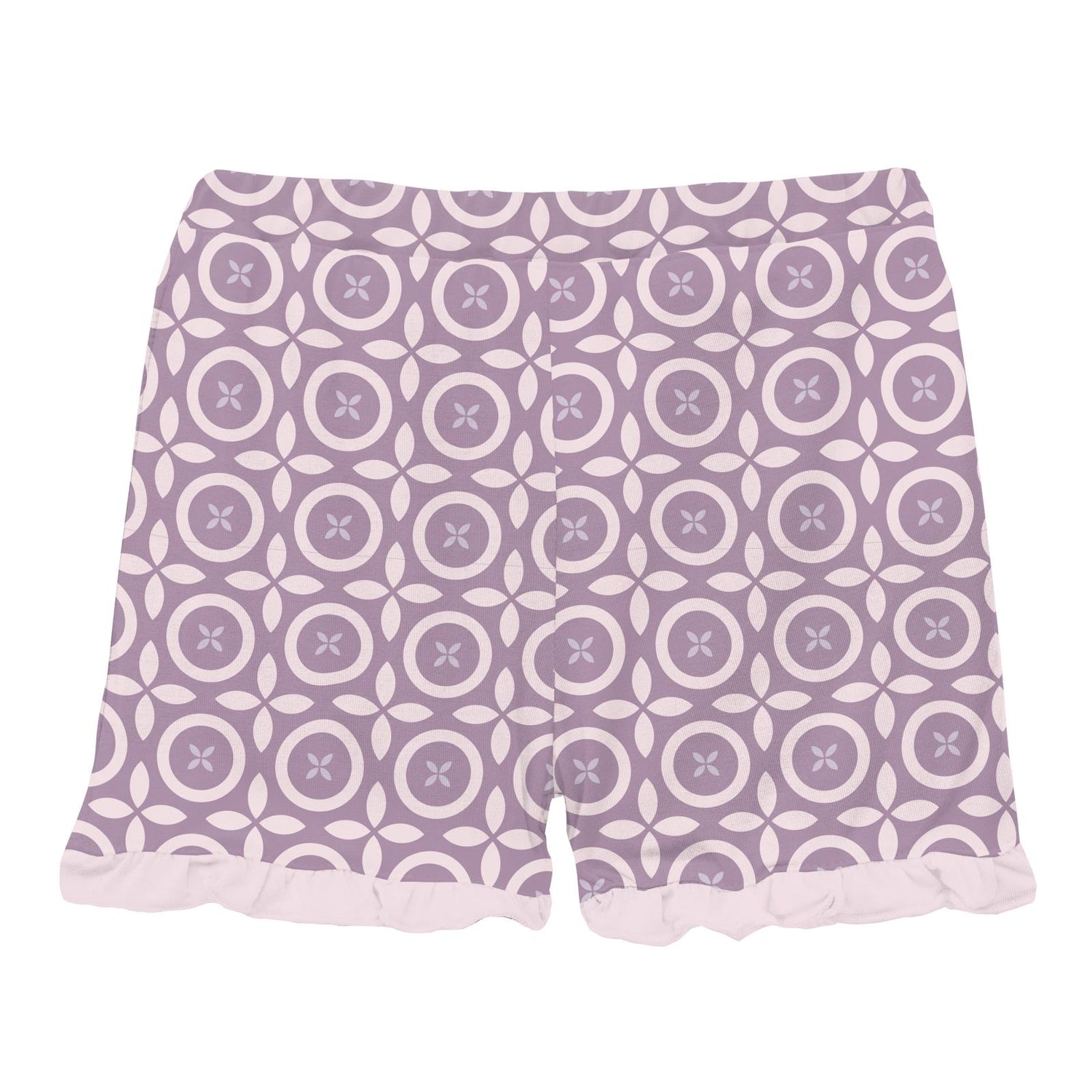 Print Ruffle Shorts in Lavender Flower Lattice (336882)