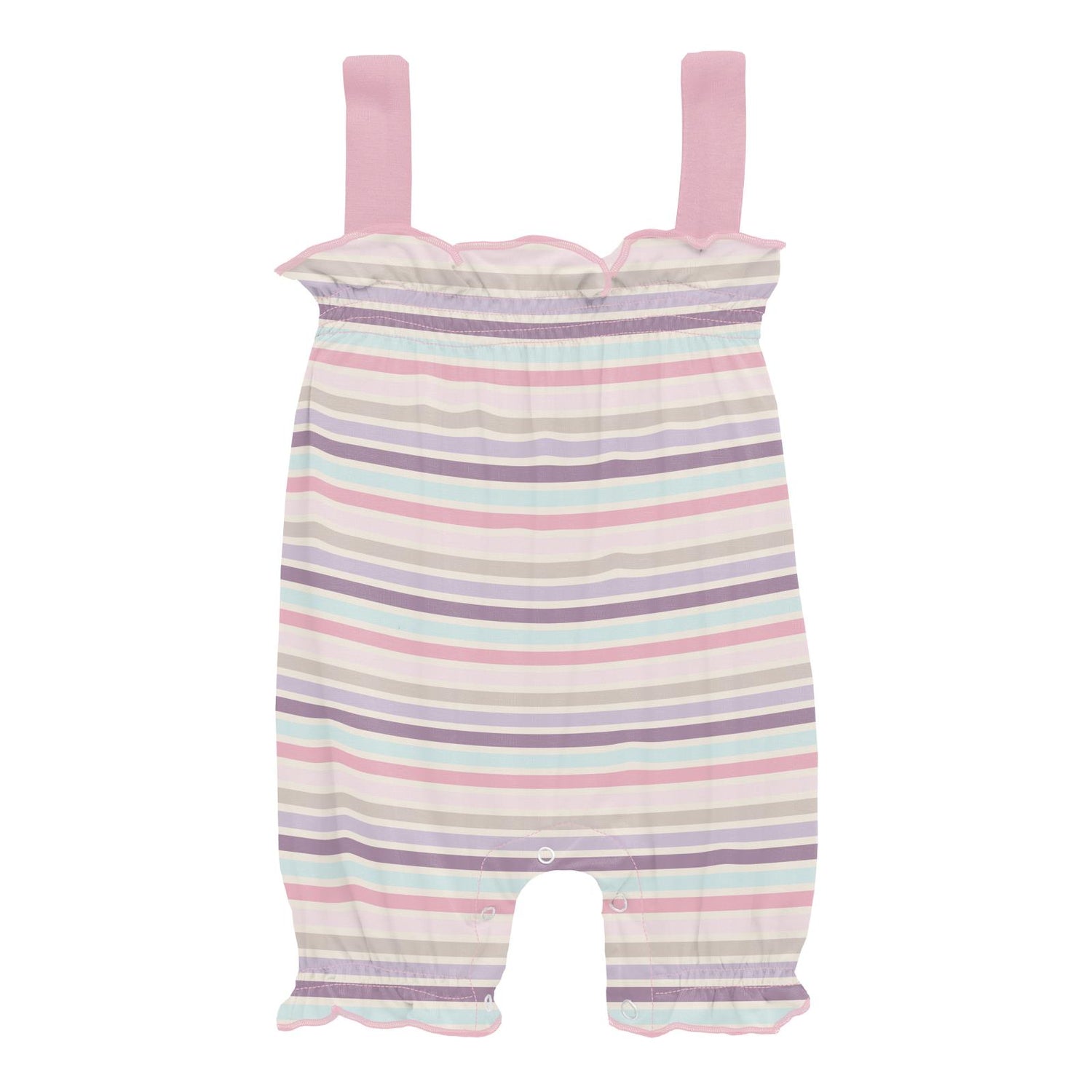 Print Gathered Romper in Ice Cream Stripe (337771)