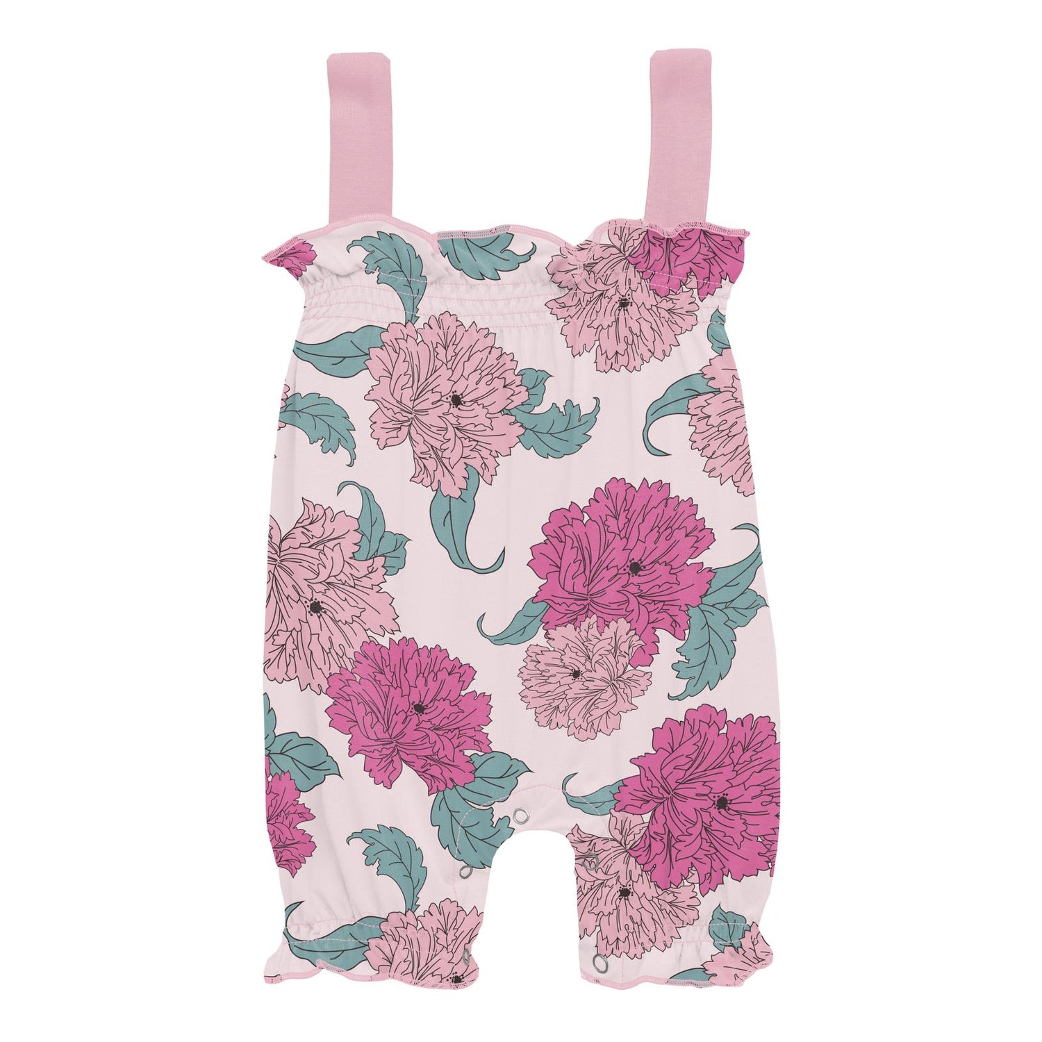 Print Gathered Romper in Shrinking Violet Peonies (338045)