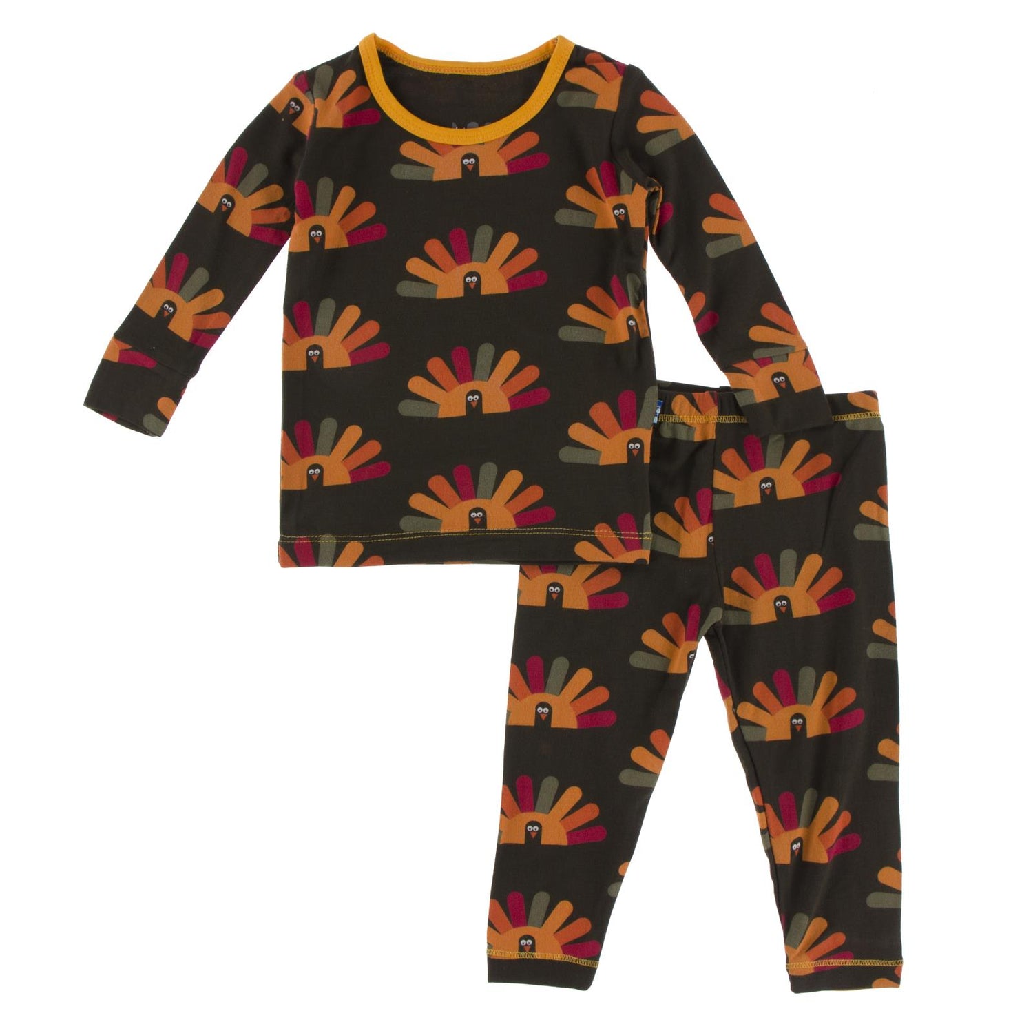 Print Long Sleeve Pajama Set in Bark Turkey (209785)
