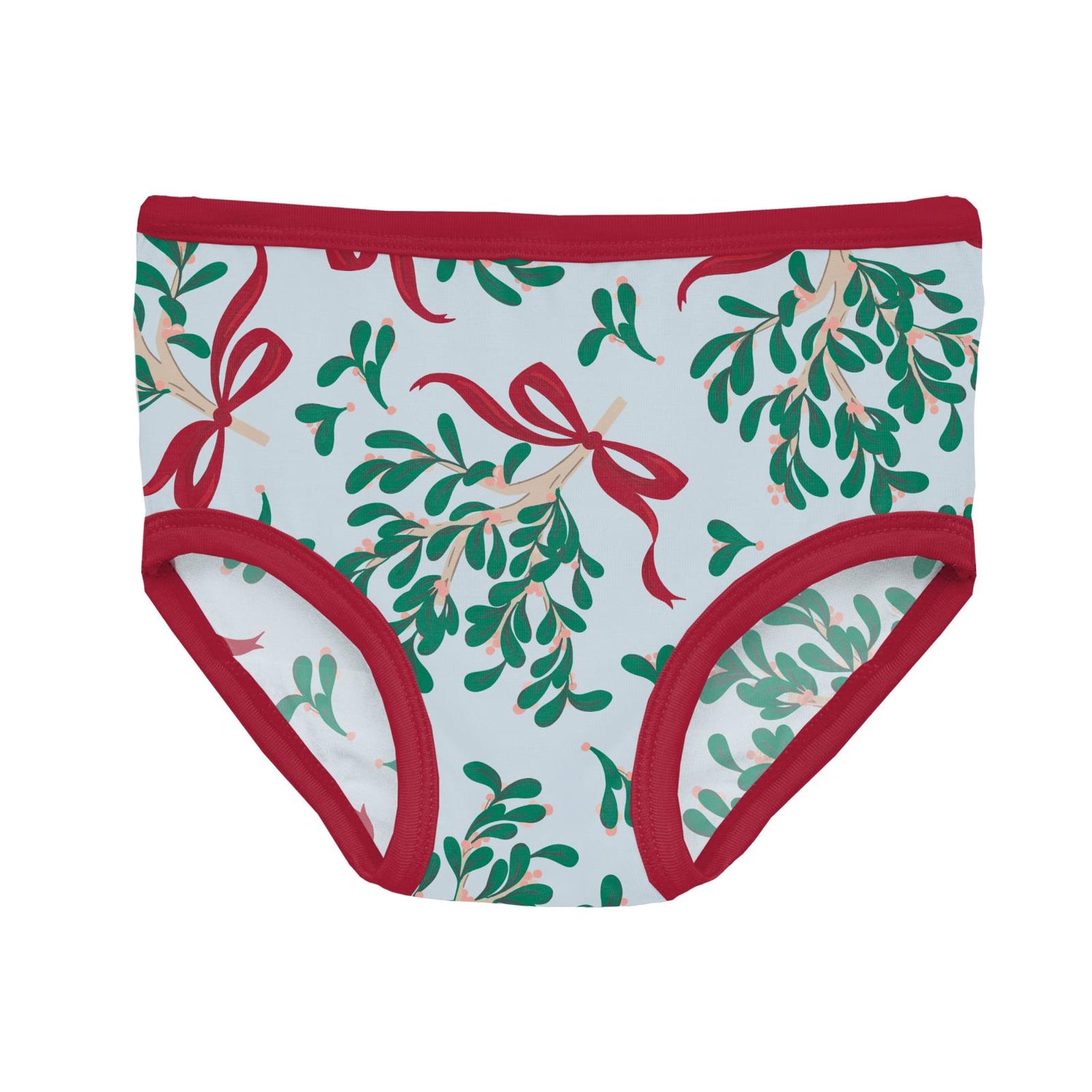 Print Girl's Underwear in Illusion Blue Mistletoe & Ribbons (298170)