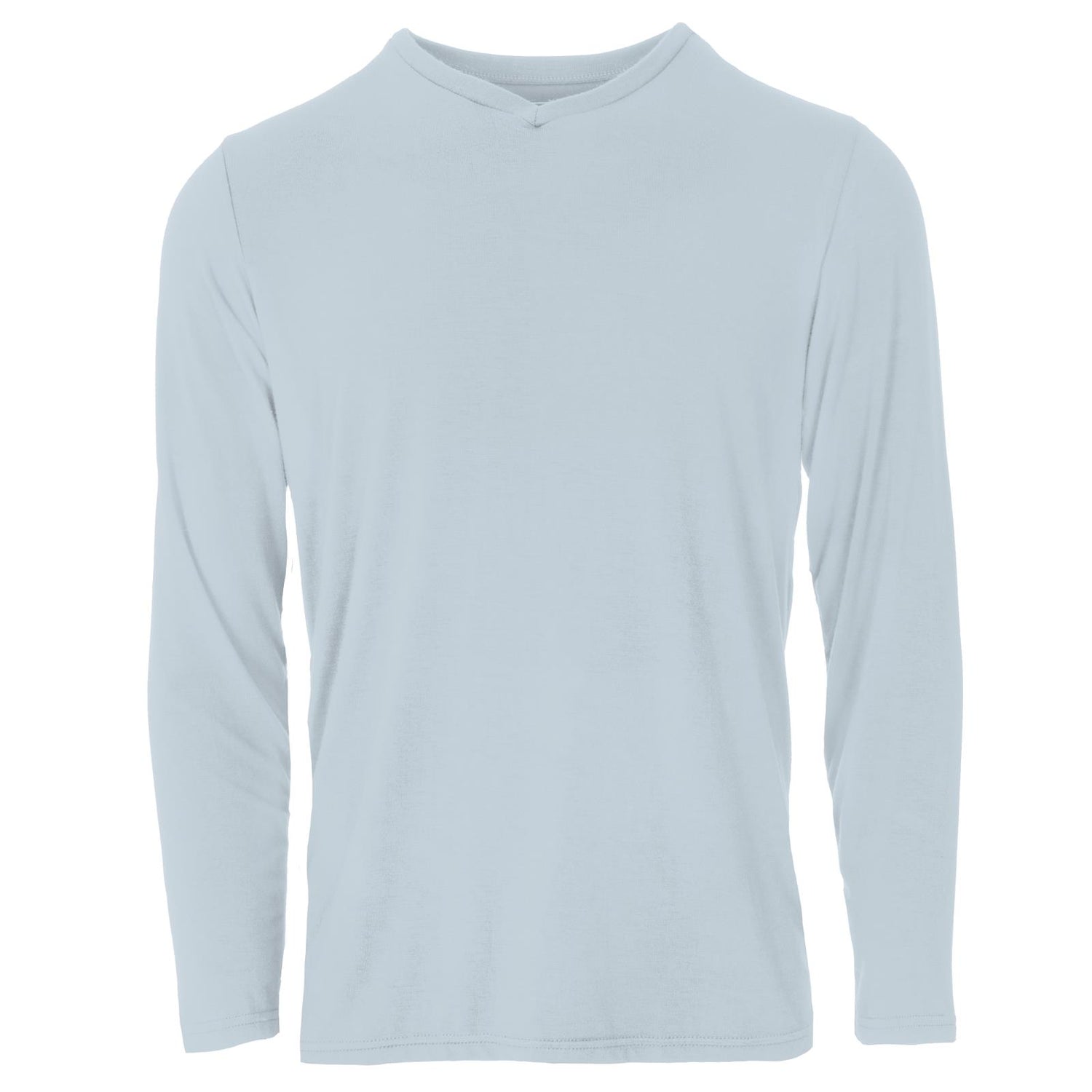Men's Solid Long Sleeve V-Neck Tee in Illusion Blue