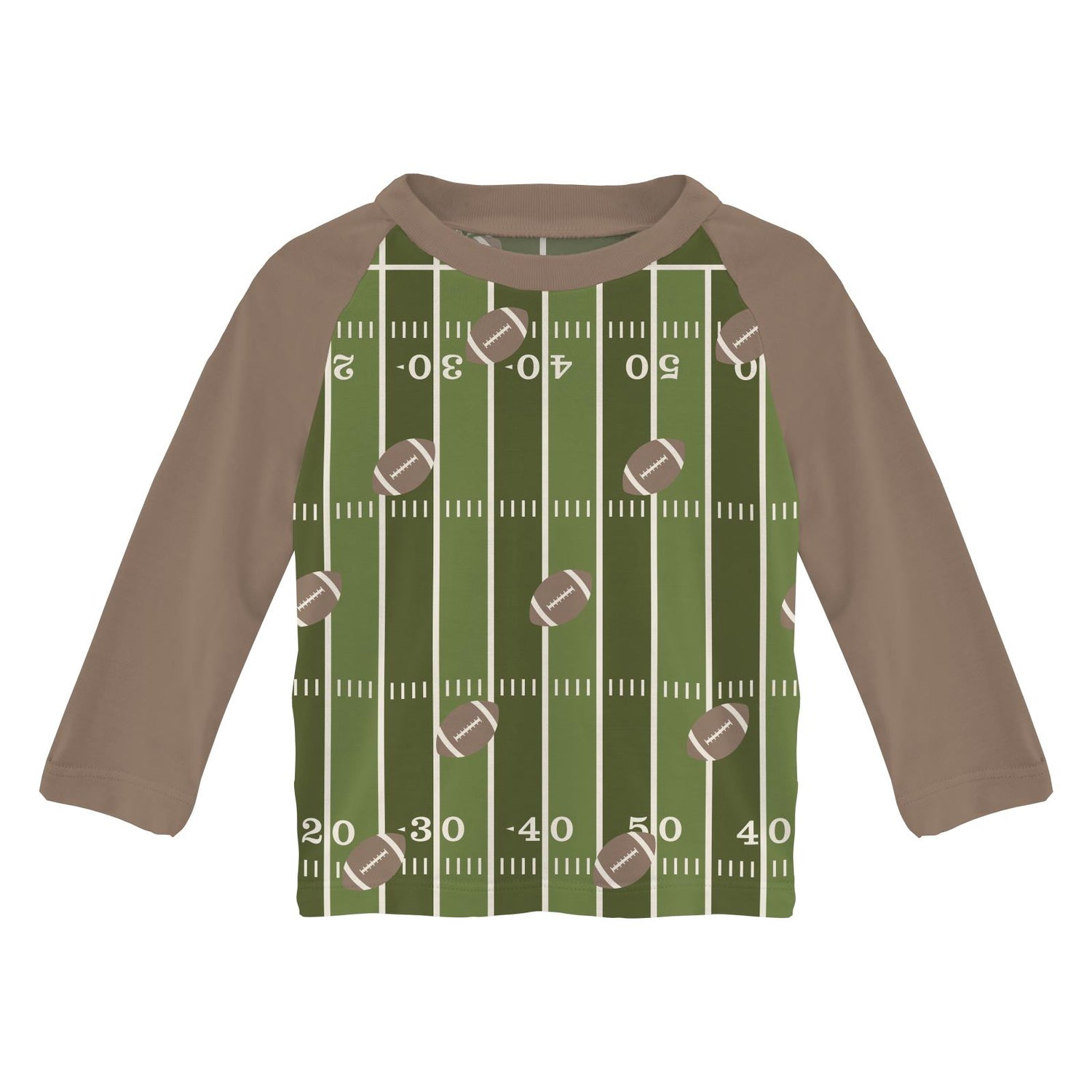 Print Long Sleeve Crew Neck Raglan Tee in Pesto Football (332364)