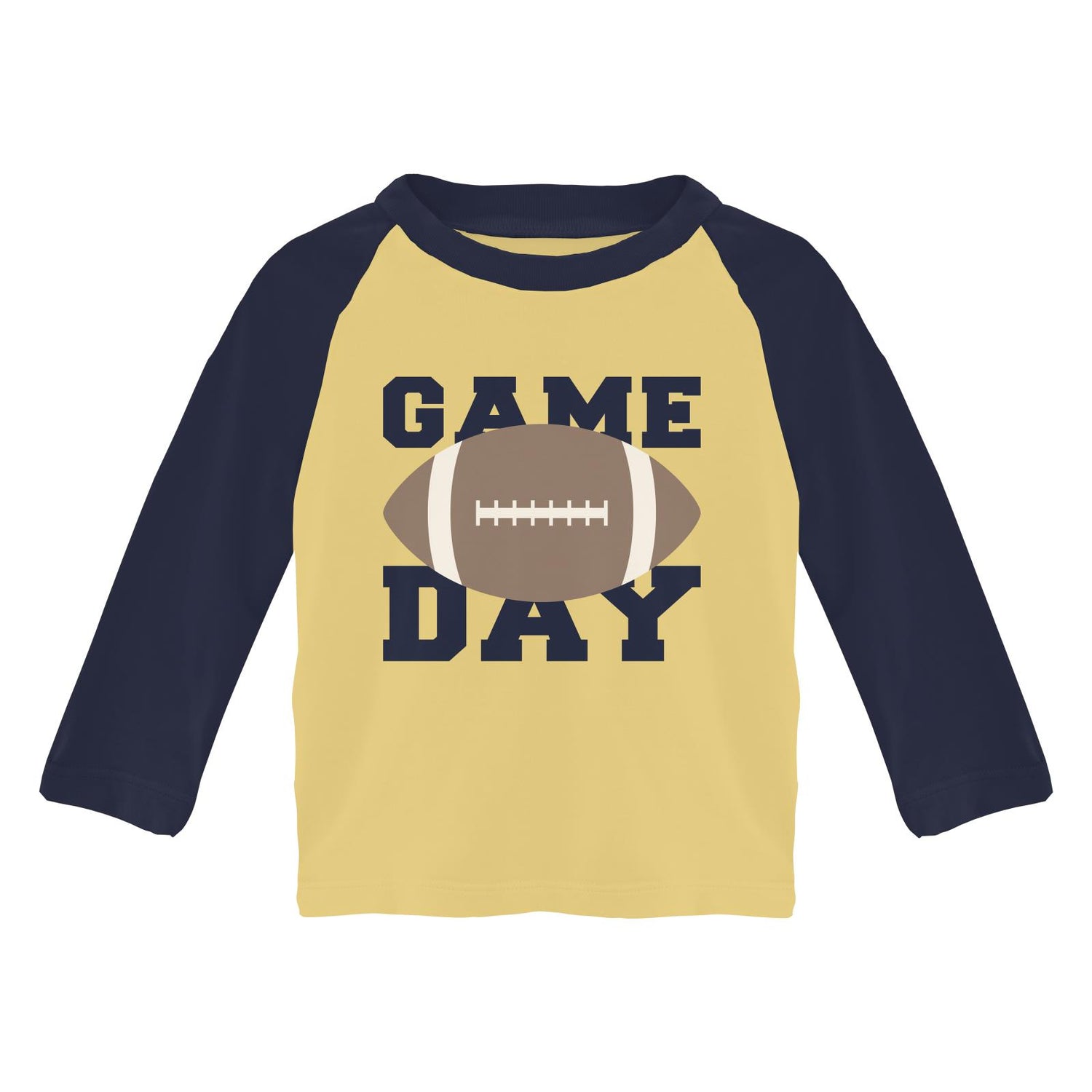 Long Sleeve Crew Neck Graphic Raglan Tee in Flax Game Day (332405)