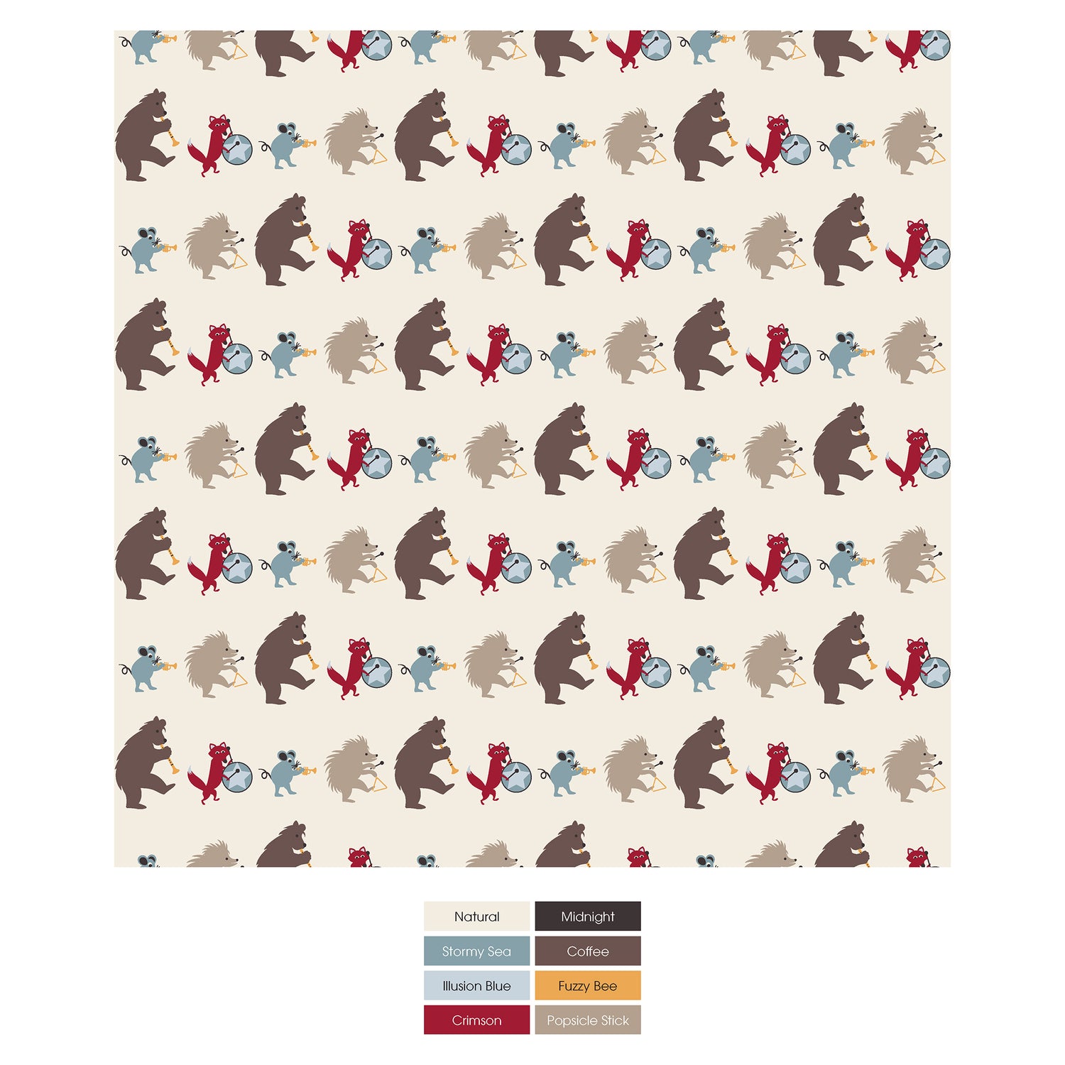 Print Long Sleeve Pocket One Piece & Pants Outfit Set in Natural Marching Band (296204)