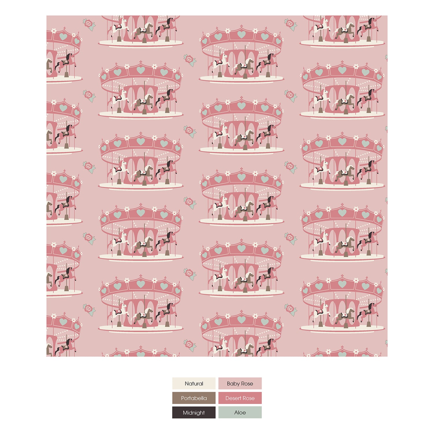 Print Grow with me Crib to Twin Fitted Sheet in Baby Rose Fair Carousel (339280)