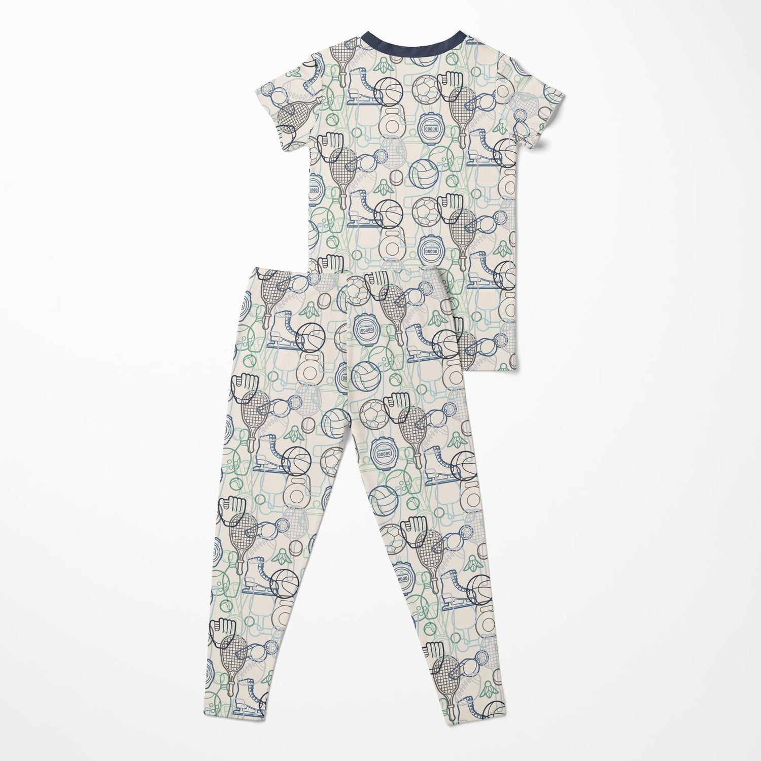 Print Short Sleeve Pajama Set in Natural Sports Gear (370027)