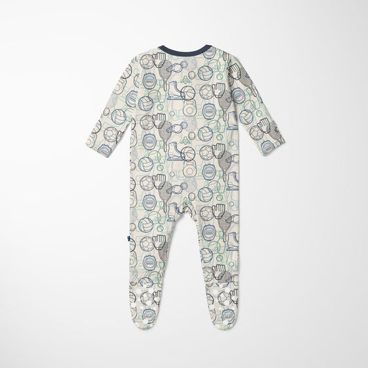 Print Footie with 2 Way Zipper in Natural Sports Gear (370040)