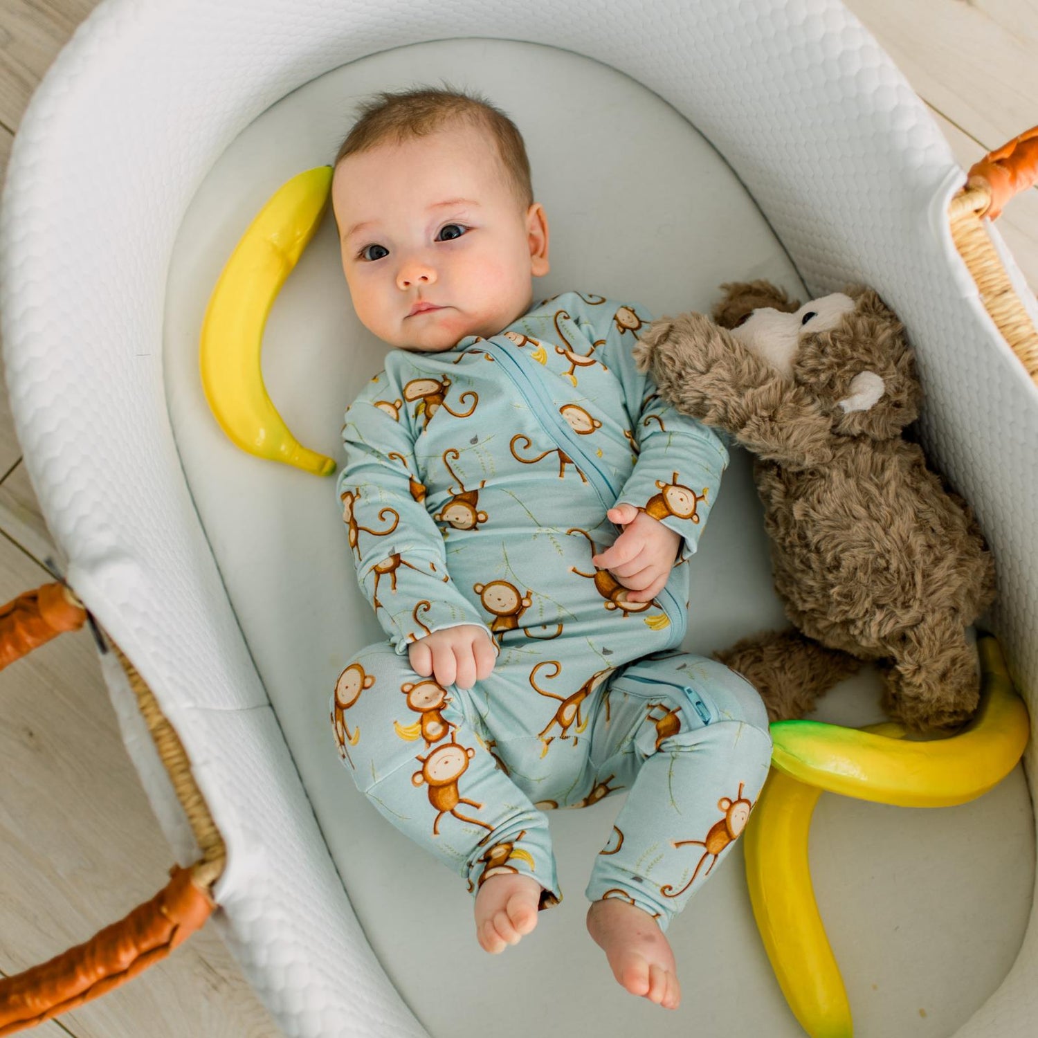 Print Convertible Coverall in Spring Sky Monkeys & Bananas (370066)