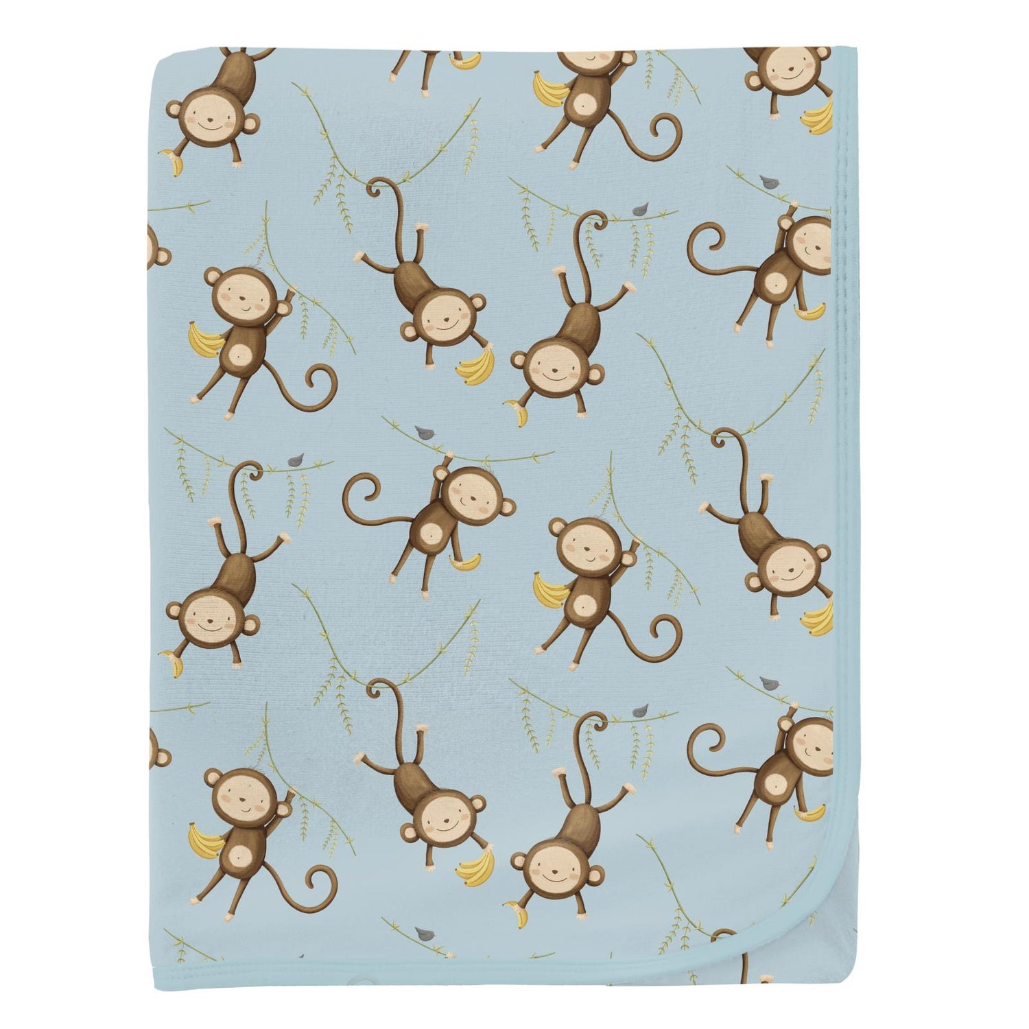 Print Swaddling Blanket in Spring Sky Monkeys & Bananas (370385)