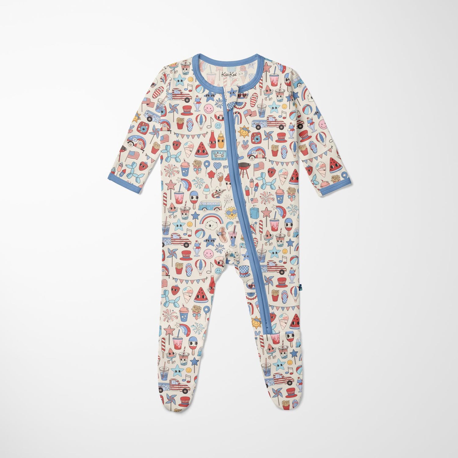 Print Footie with 2 Way Zipper in Party USA (370432)