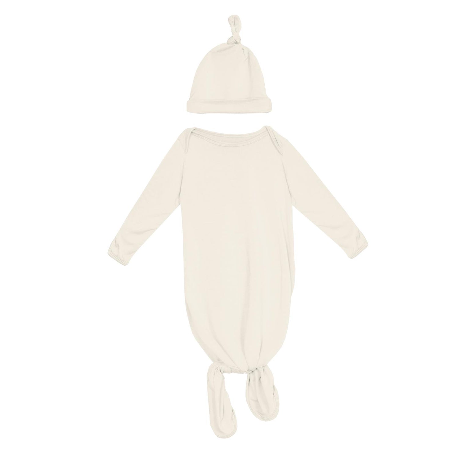 Knotted Layette Gown & Hat Set in Natural (370451)