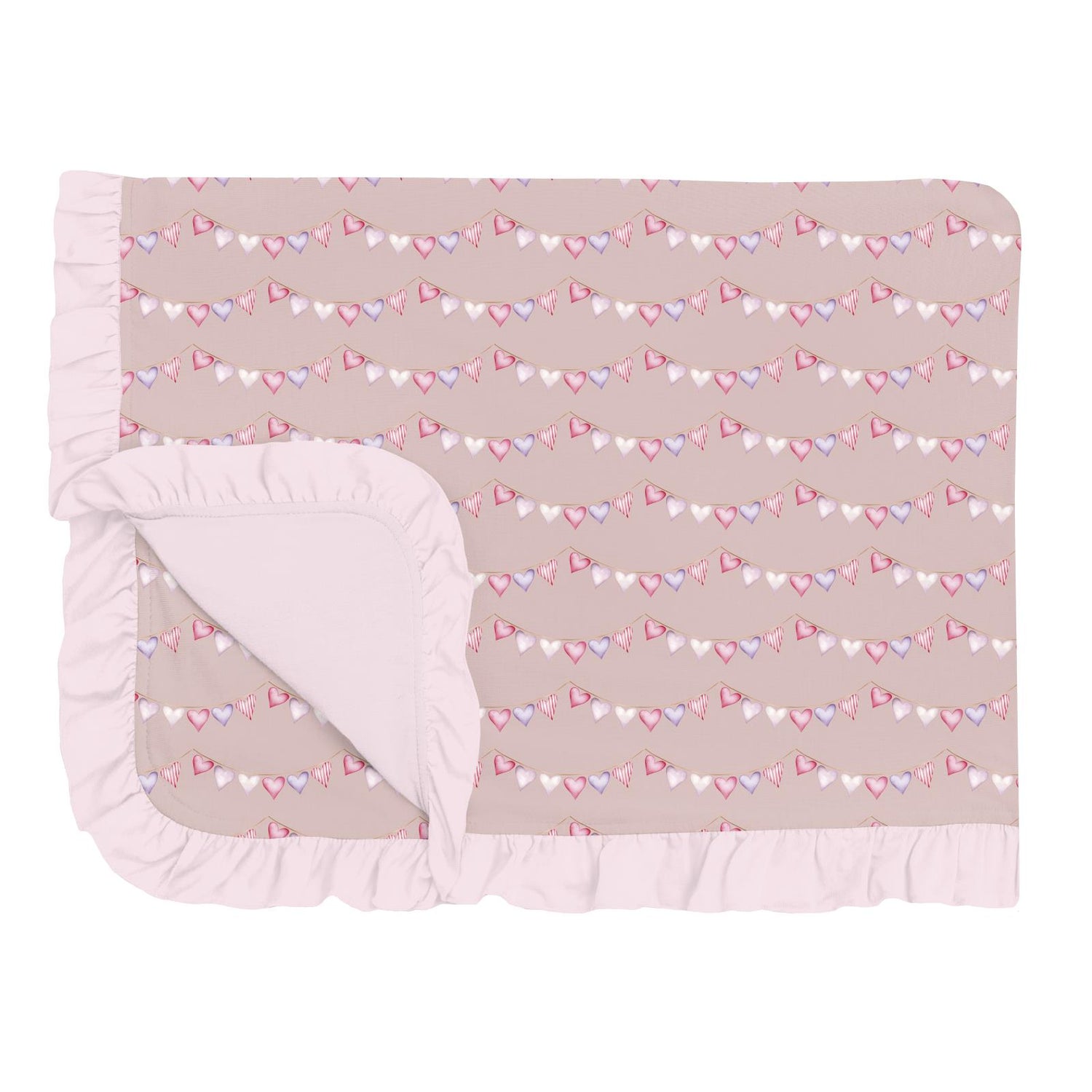 Print Ruffle Toddler Blanket in Baby Rose Heart Bunting (370478)