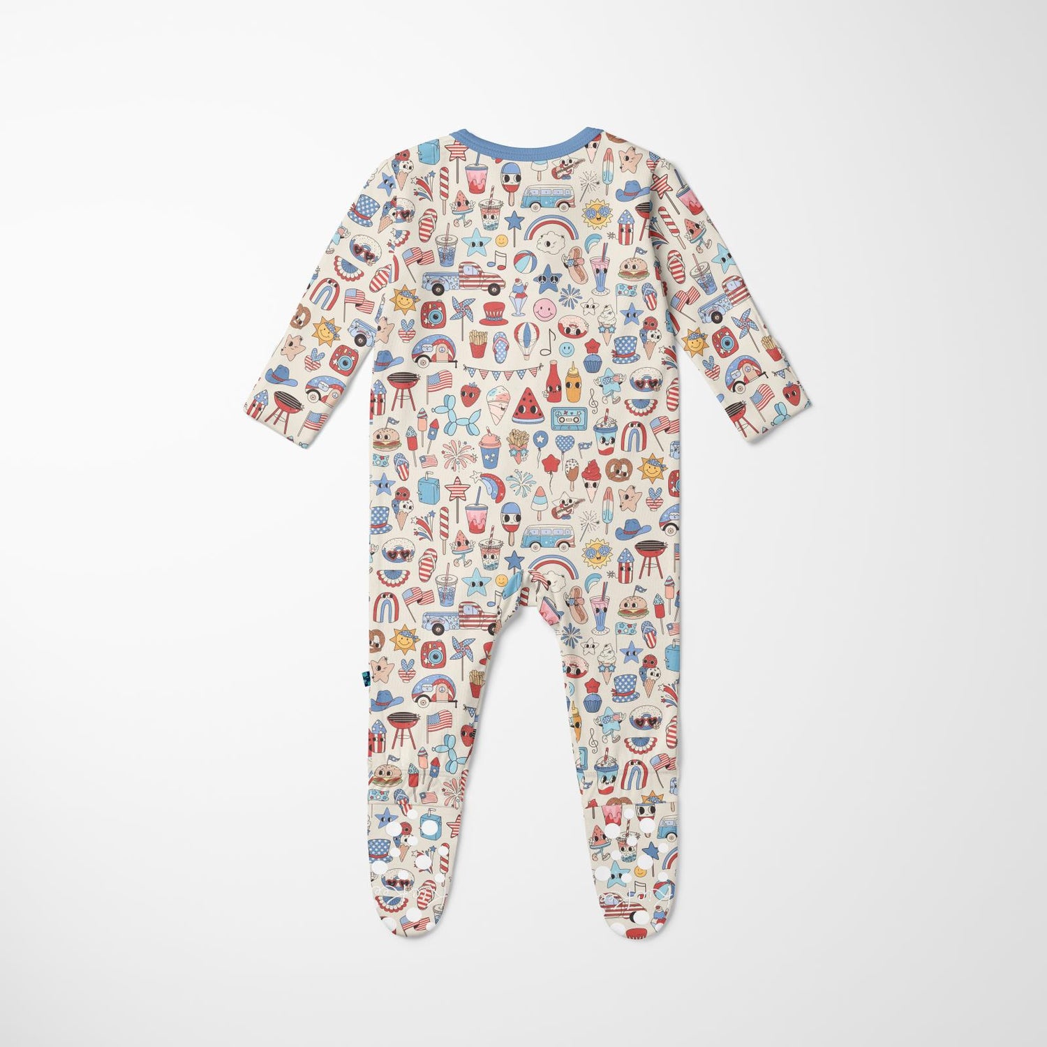 Print Footie with 2 Way Zipper in Party USA (370480)