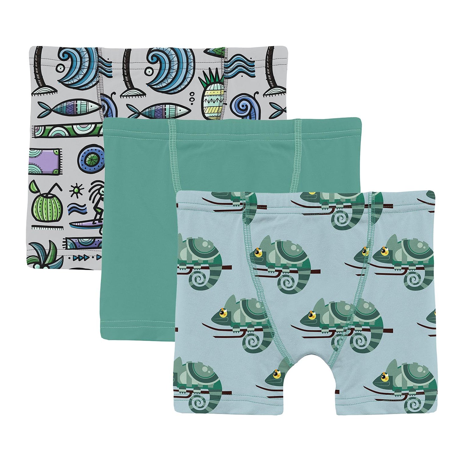 Print Boxer Brief Set of 3 in Dove Surf, Shore with Pistachio & Spring Sky Chameleon (370527)