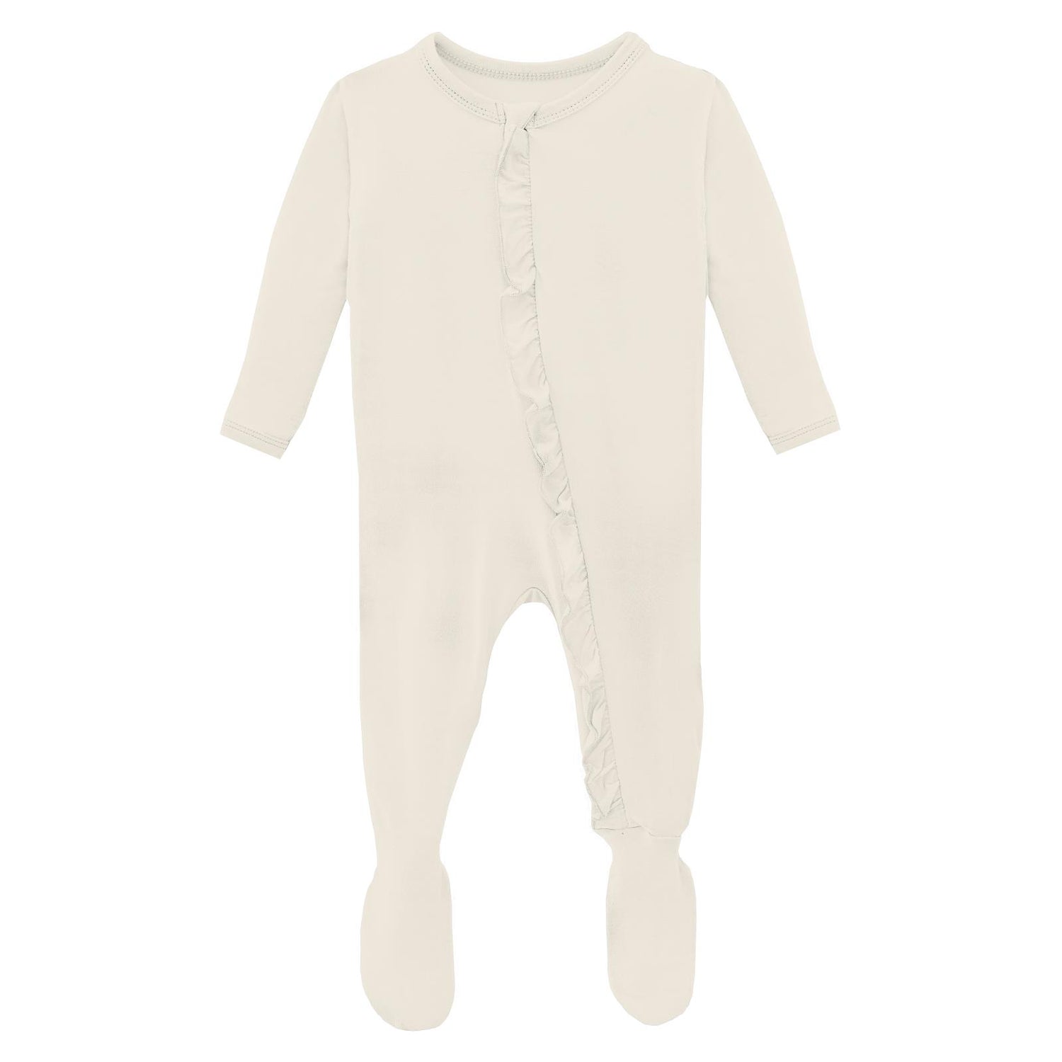 Layette Ruffle Footie with 2 Way Zipper in Natural (370826)