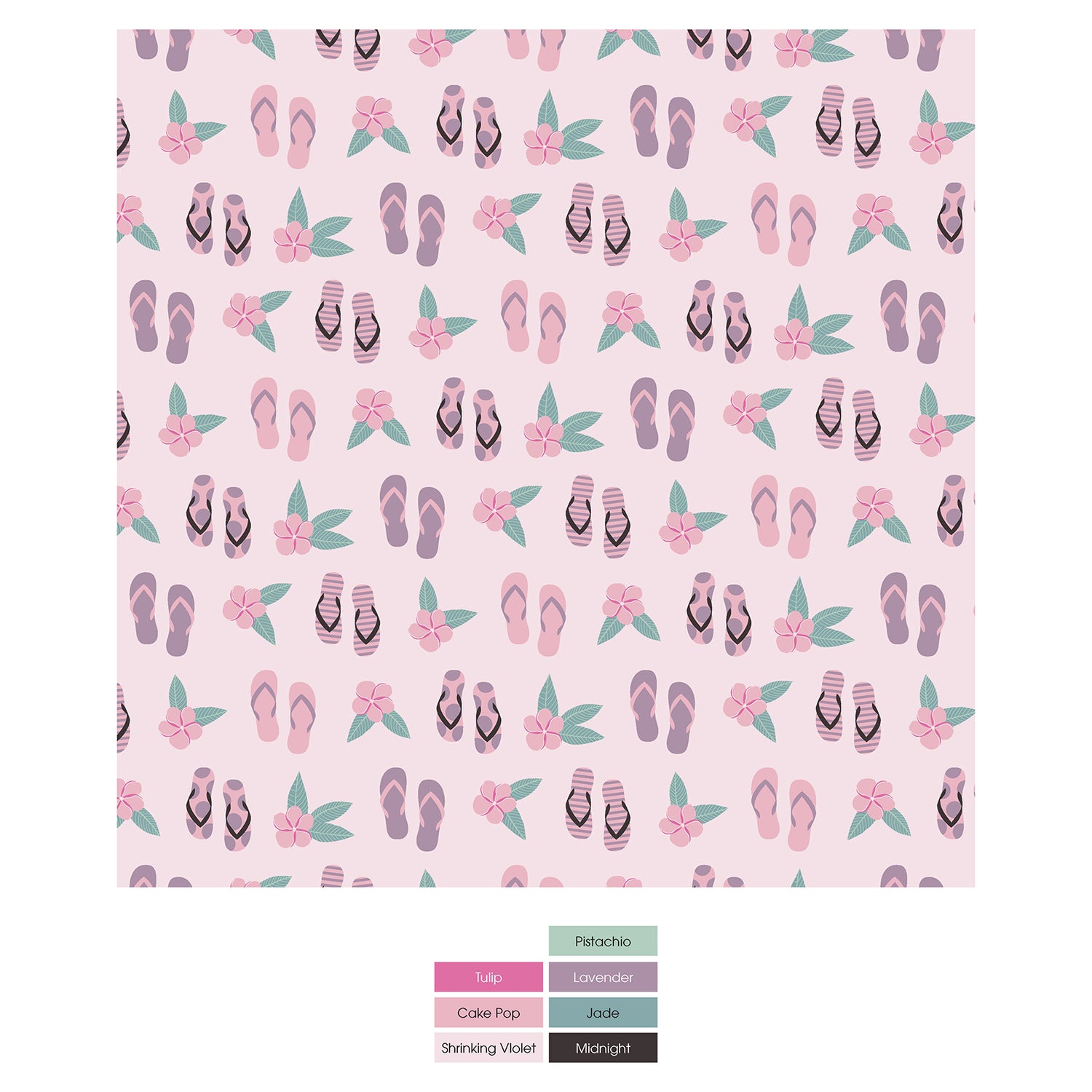 Short Sleeve Graphic Tee Pajama Set with Shorts in Shrinking Violet Flip Flops and Flowers (331748)