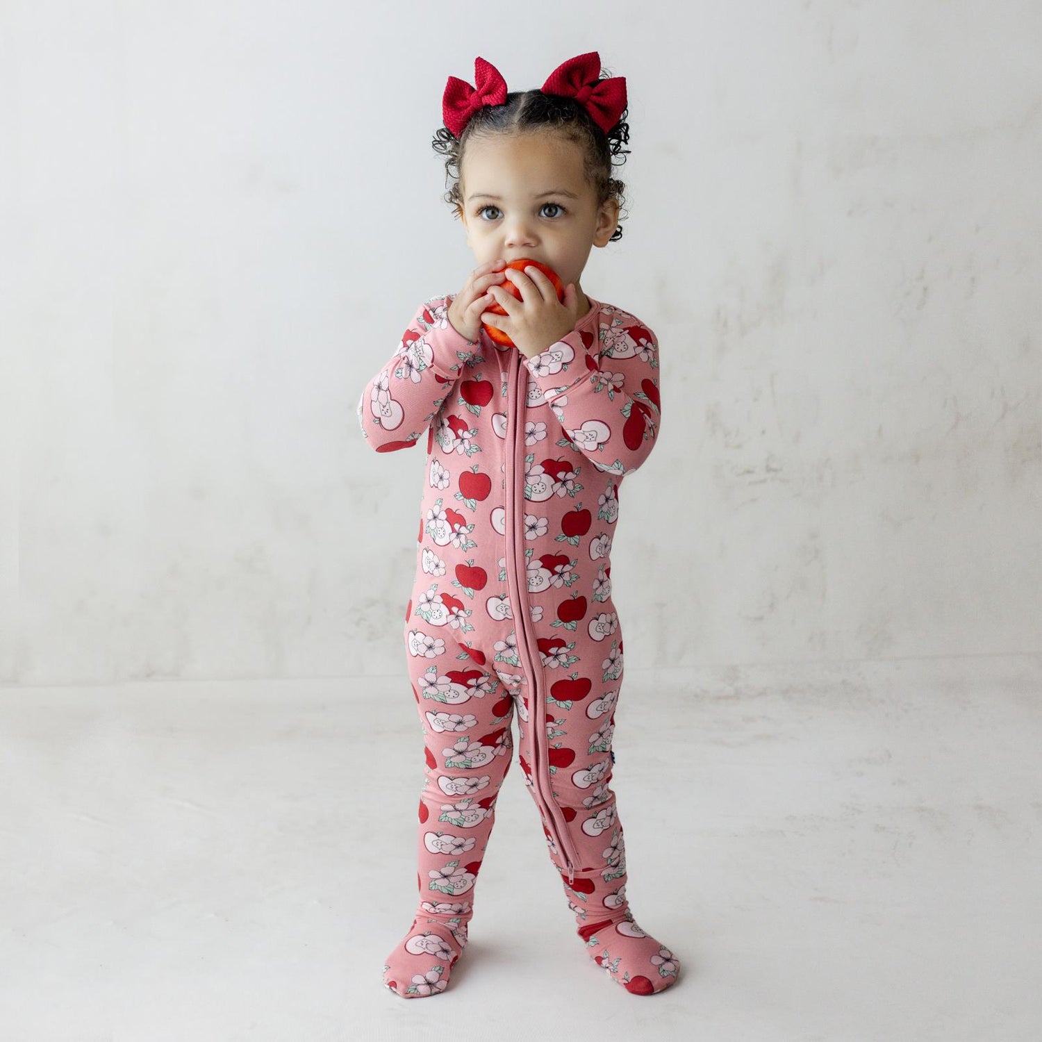 Print Footie with 2 Way Zipper in Desert Rose Apple Picking (335748)