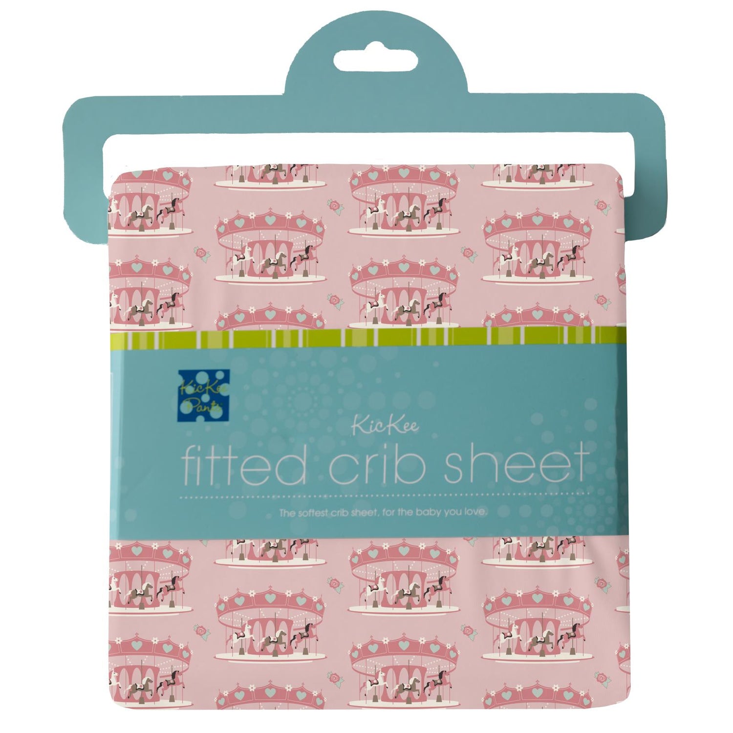 Print Grow with me Crib to Twin Fitted Sheet in Baby Rose Fair Carousel (331970)