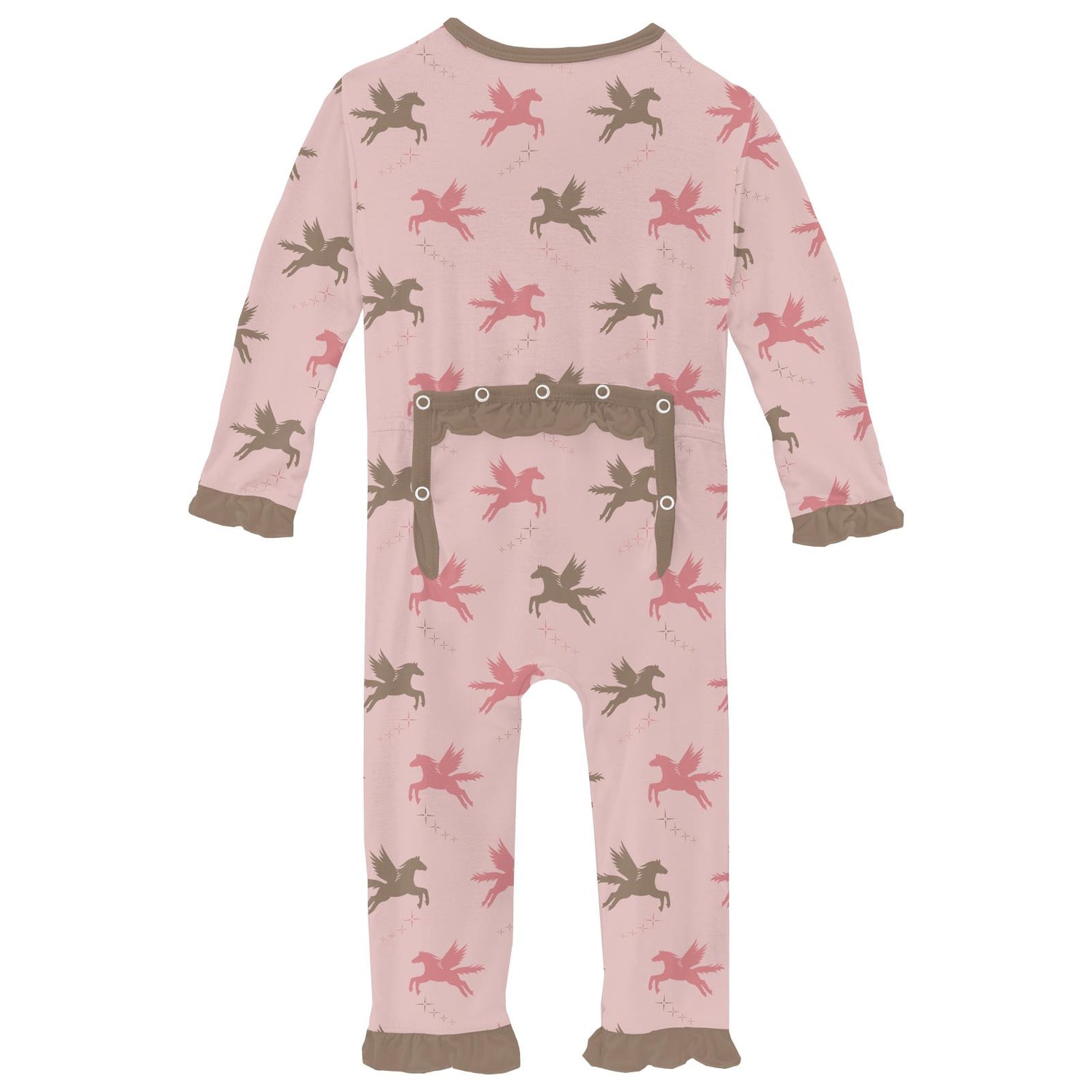 Print Layette Ruffle Coverall with 2 Way Zipper in Baby Rose Pegasus (331935)