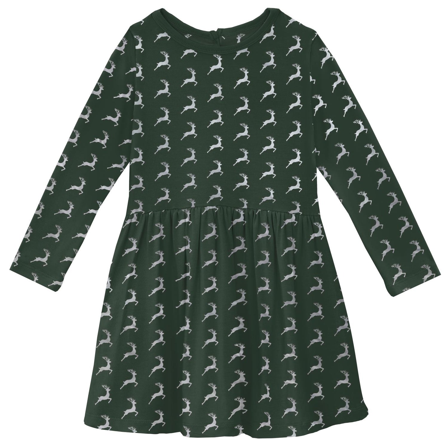 Print Long Sleeve Twirl Dress in Mountain View Reindeer (211298)