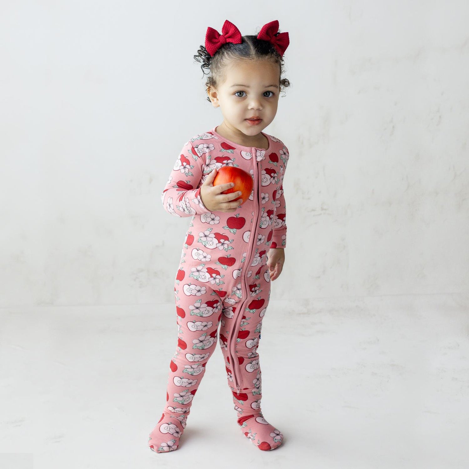 Print Footie with 2 Way Zipper in Desert Rose Apple Picking (364166)