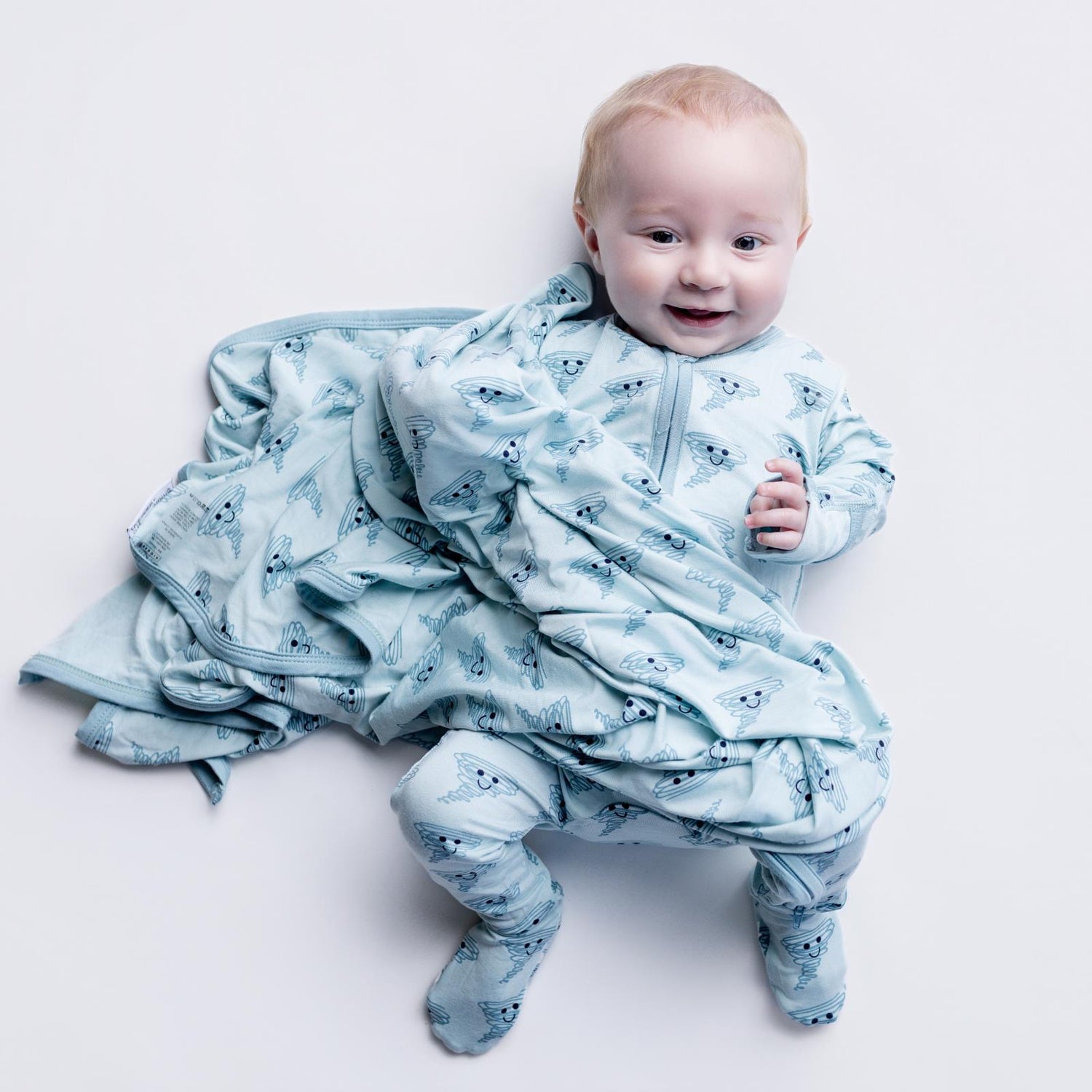 Print Footie with 2 Way Zipper in Spring Sky Happy Tornado (364162)
