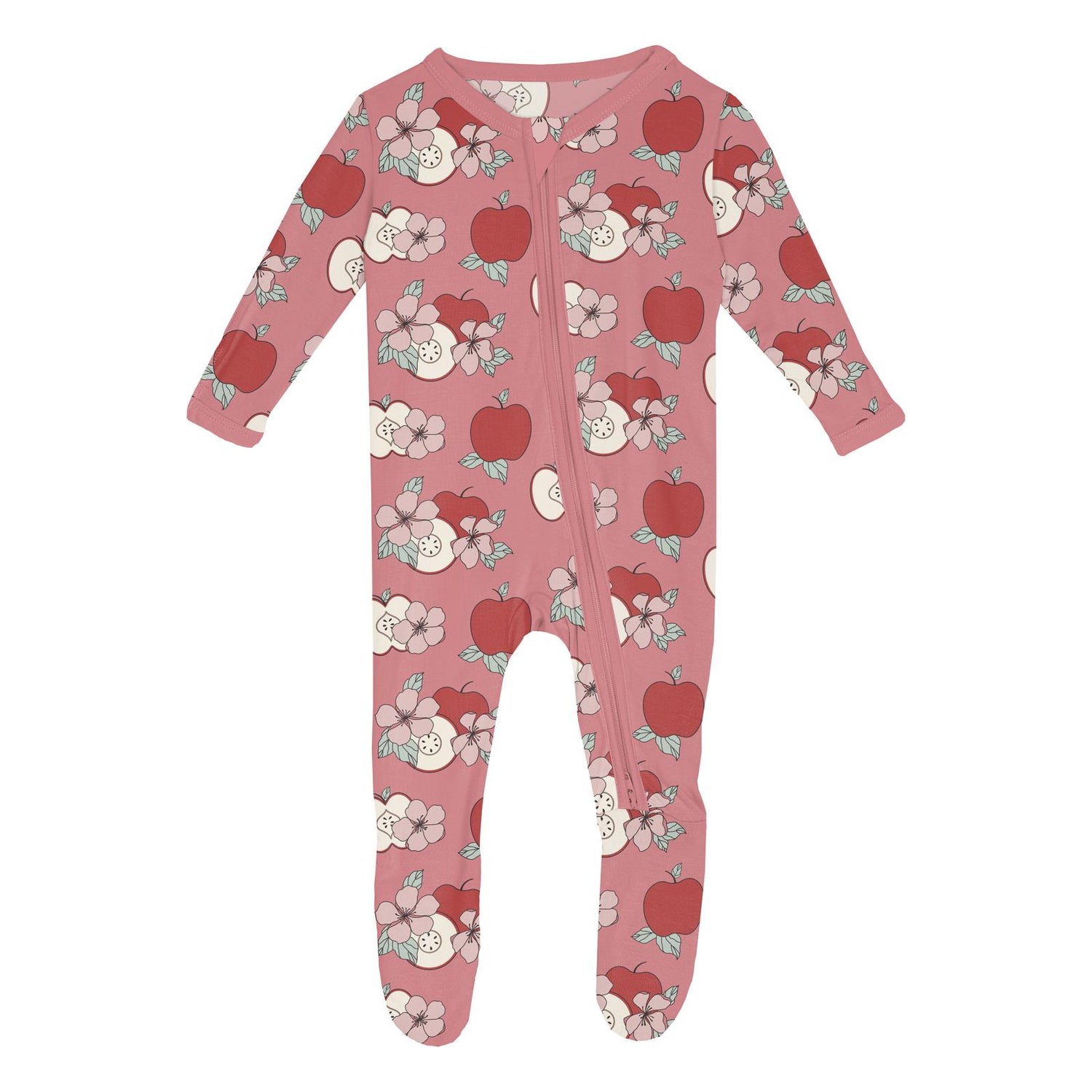Print Footie with 2 Way Zipper in Desert Rose Apple Picking (364171)