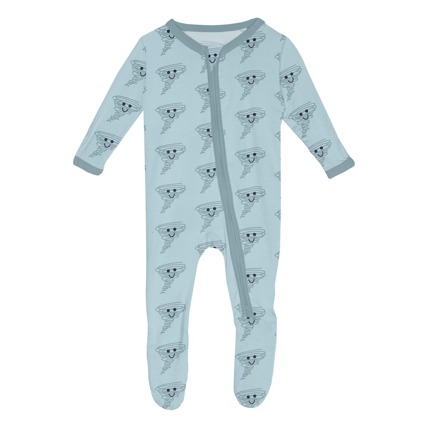 Print Footie with 2 Way Zipper in Spring Sky Happy Tornado (364192)