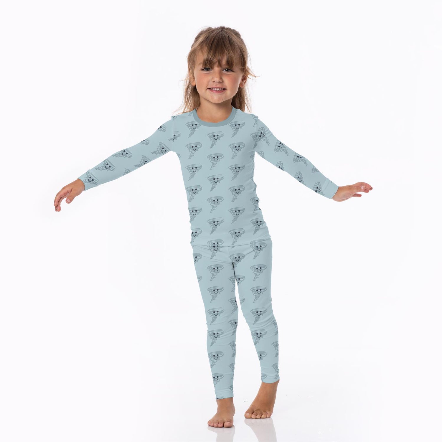 Print Long Sleeve Pajama Set in Spring Sky Happy Tornado (364214)