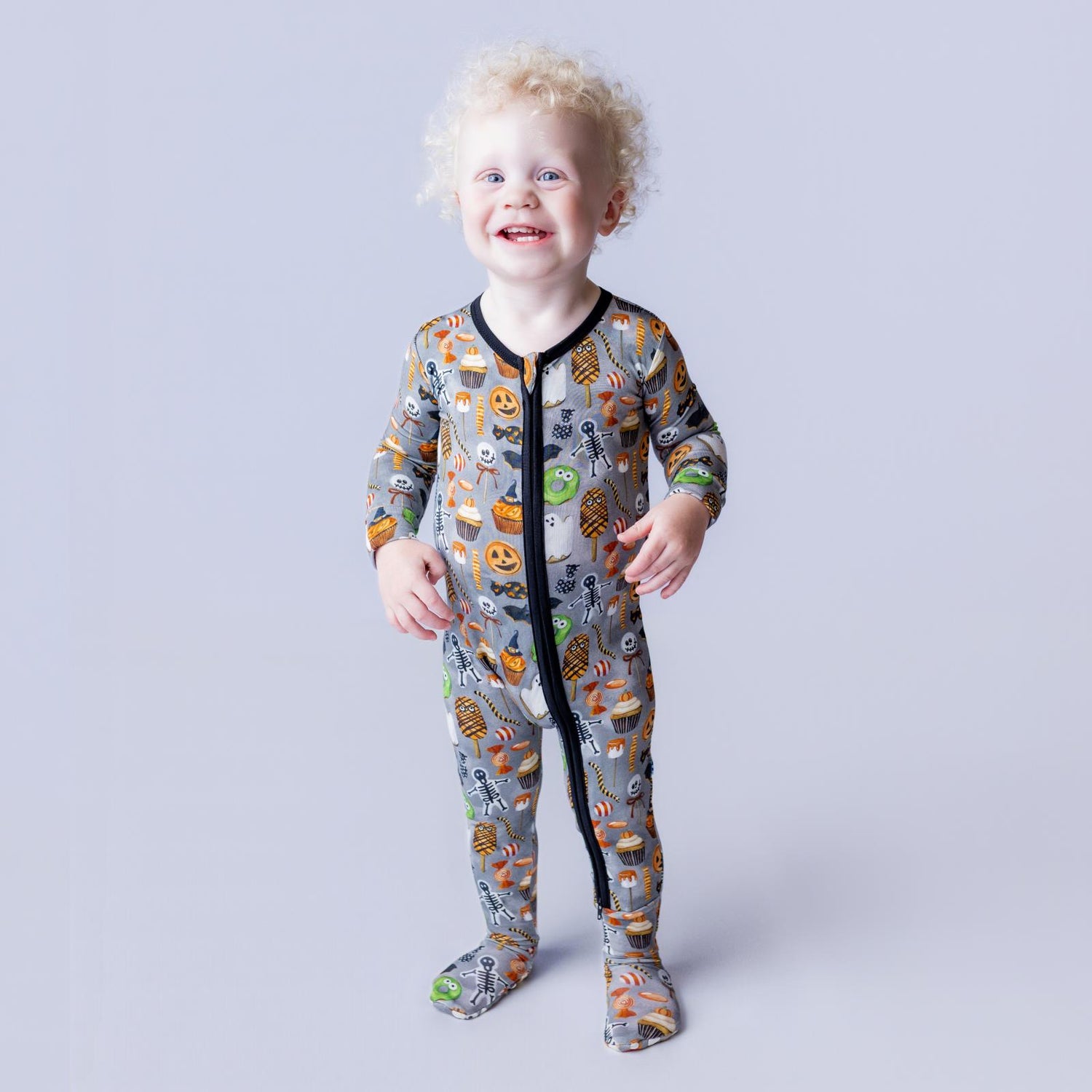 Print Footie with 2 Way Zipper in Halloween Treats (364277)