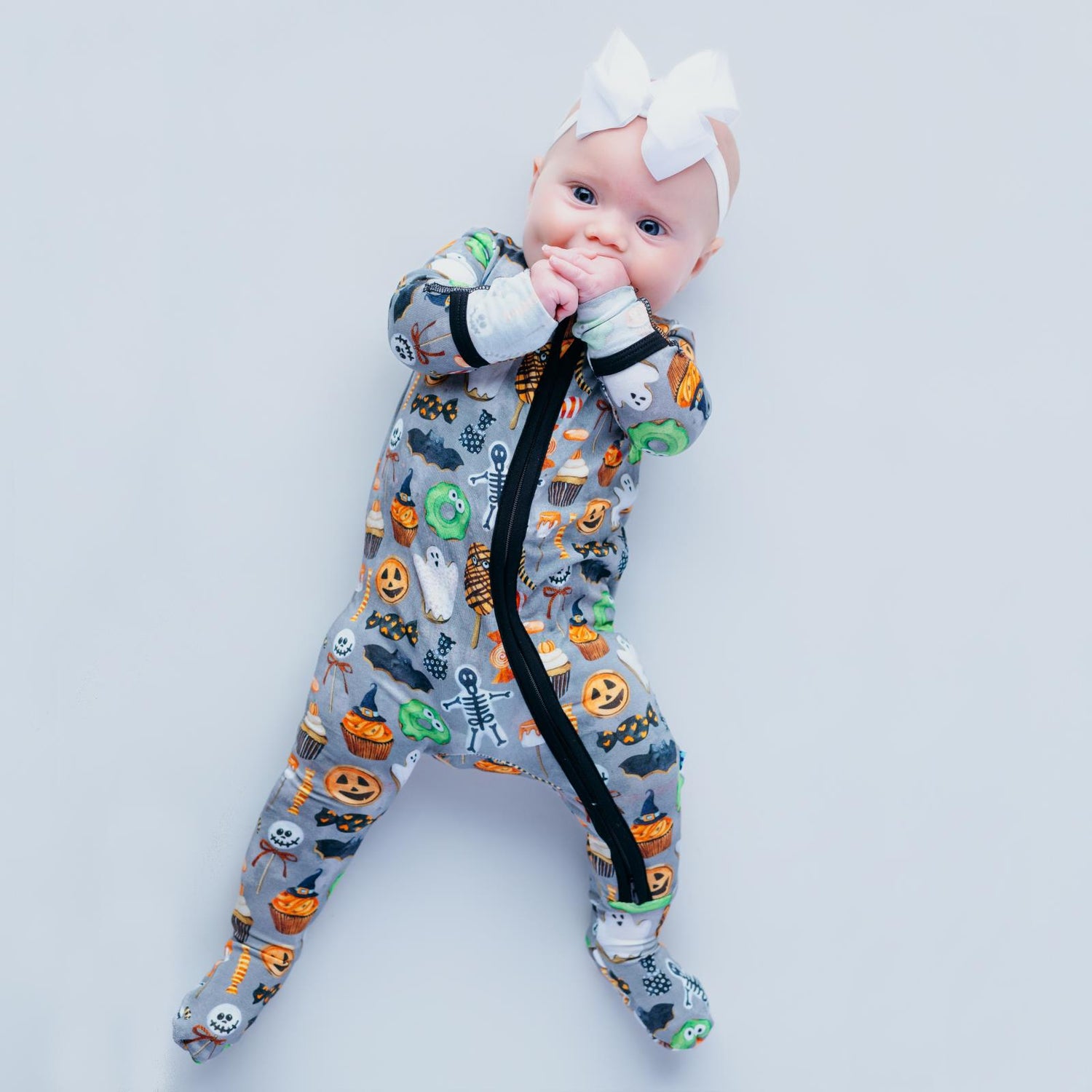 Print Footie with 2 Way Zipper in Halloween Treats (364272)
