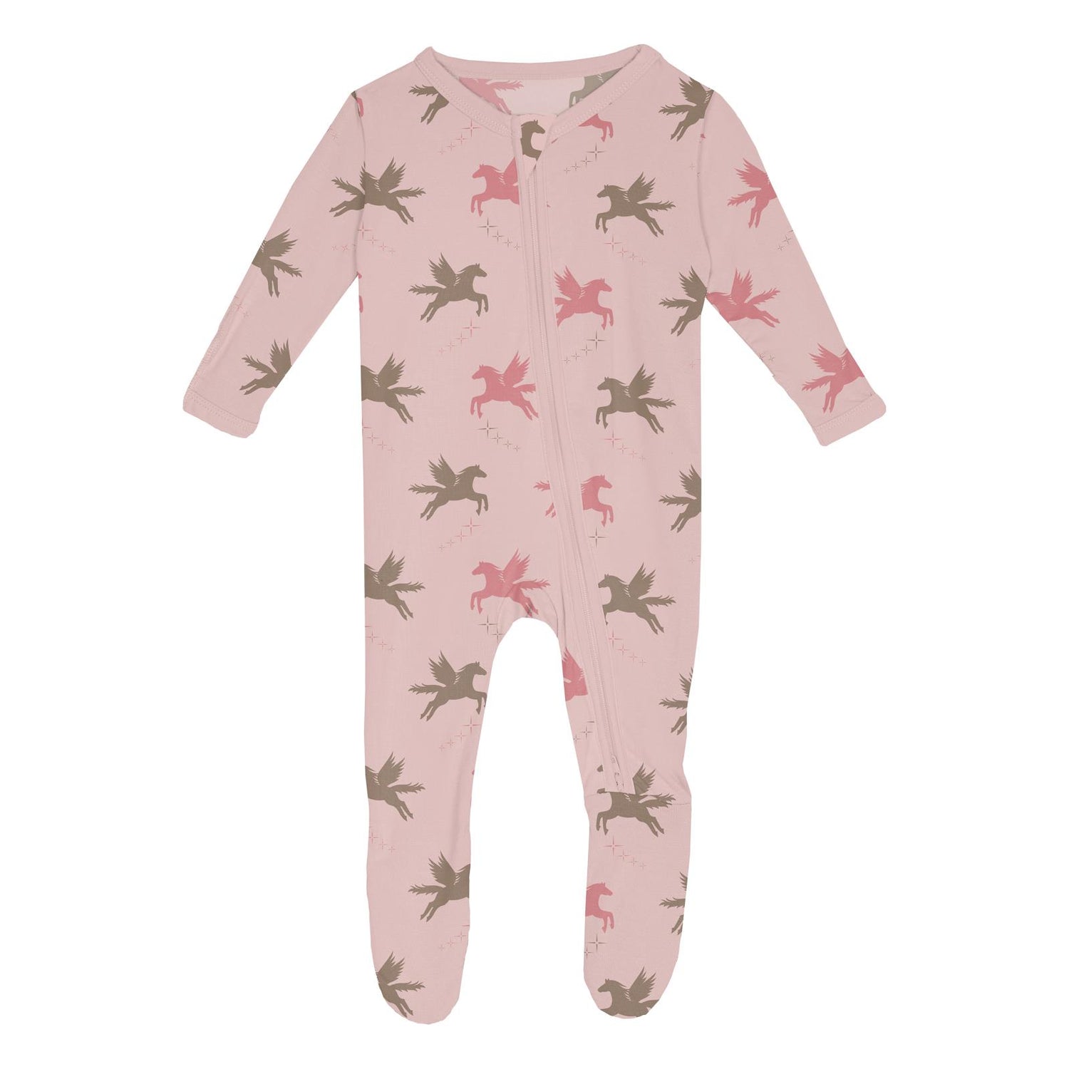 Print Footie with 2 Way Zipper in Baby Rose Pegasus (364273)