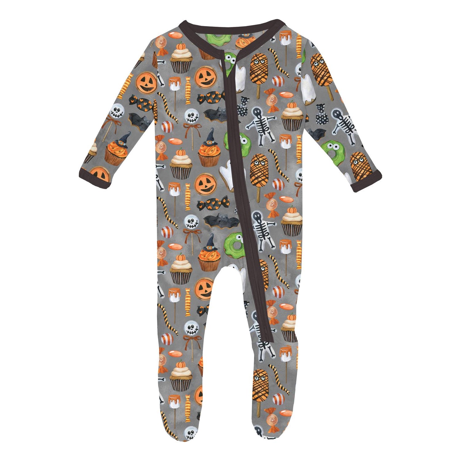 Print Footie with 2 Way Zipper in Halloween Treats (364285)