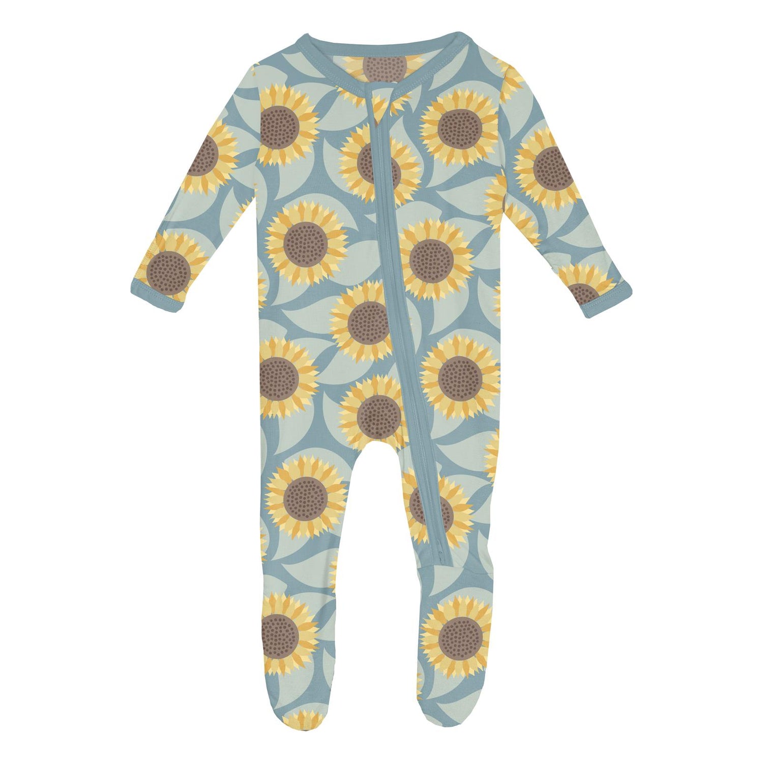 Print Footie with 2 Way Zipper in Stormy Sea Sunflower (364307)