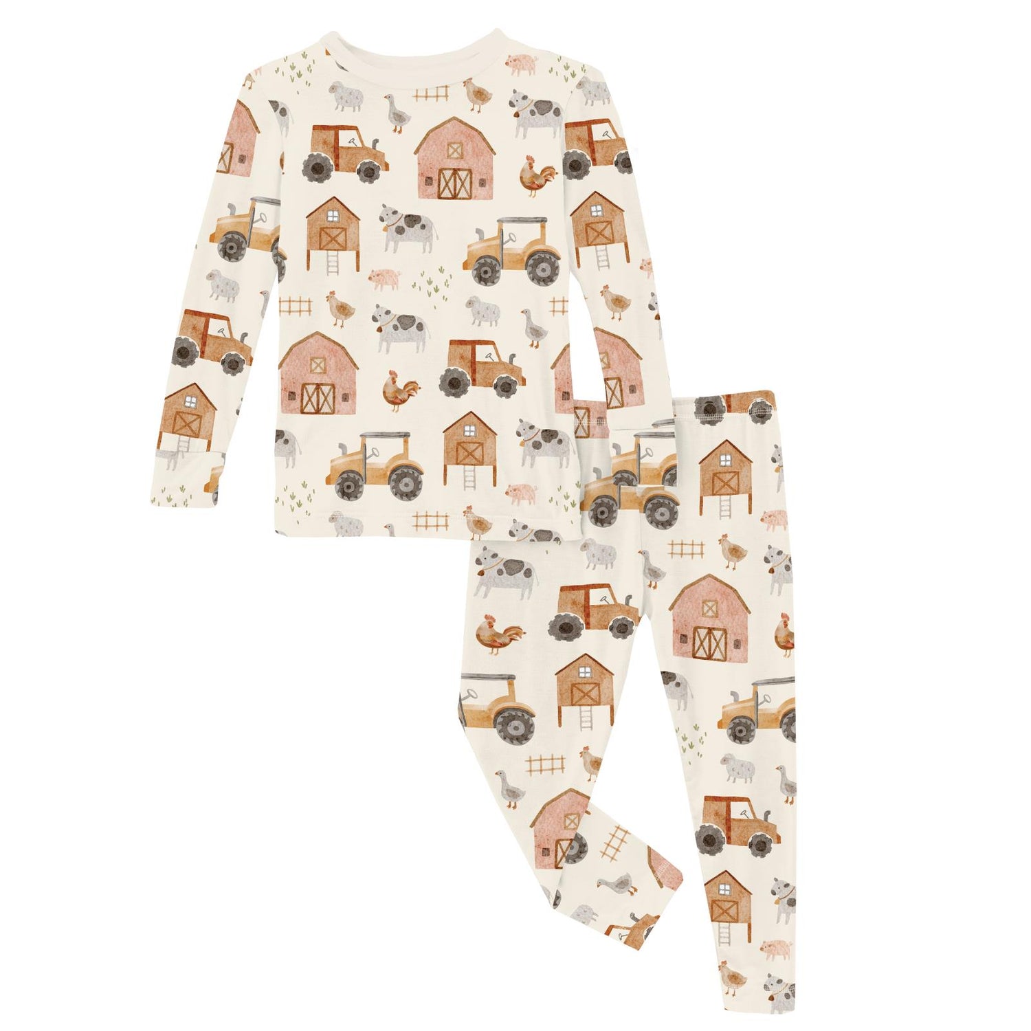 Print Long Sleeve Pajama Set in Natural Farm Life (364319)