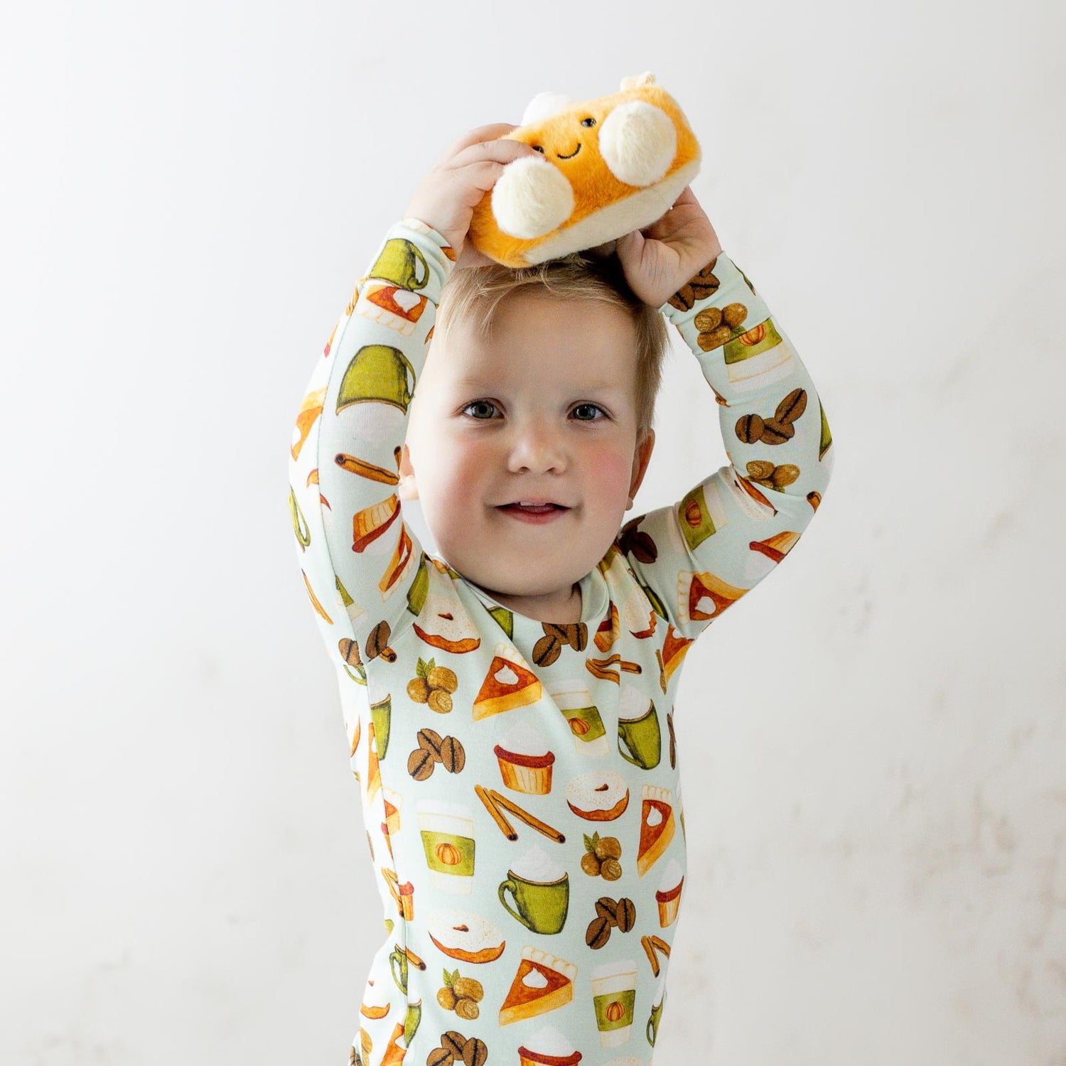 Print Long Sleeve Pajama Set in Aloe Pumpkin Spice (364311)