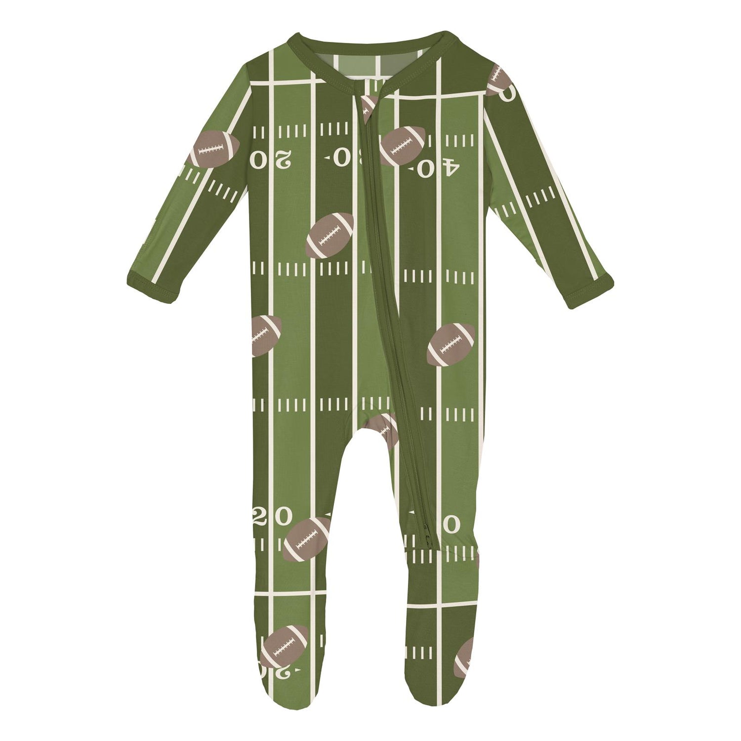 Print Footie with 2 Way Zipper in Pesto Football (364336)
