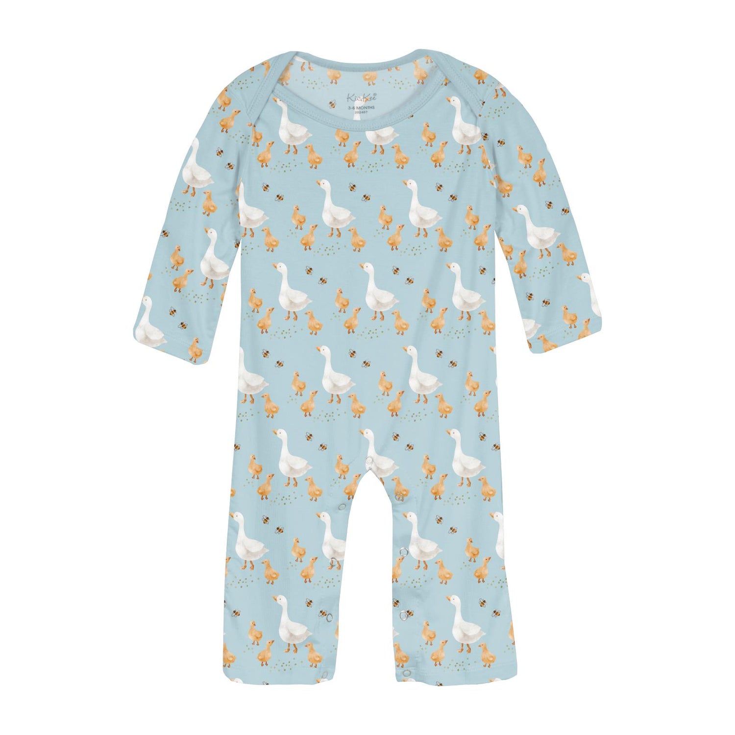 Print Long Sleeve Beau Romper in Spring Sky Feeding Ducks (364333)